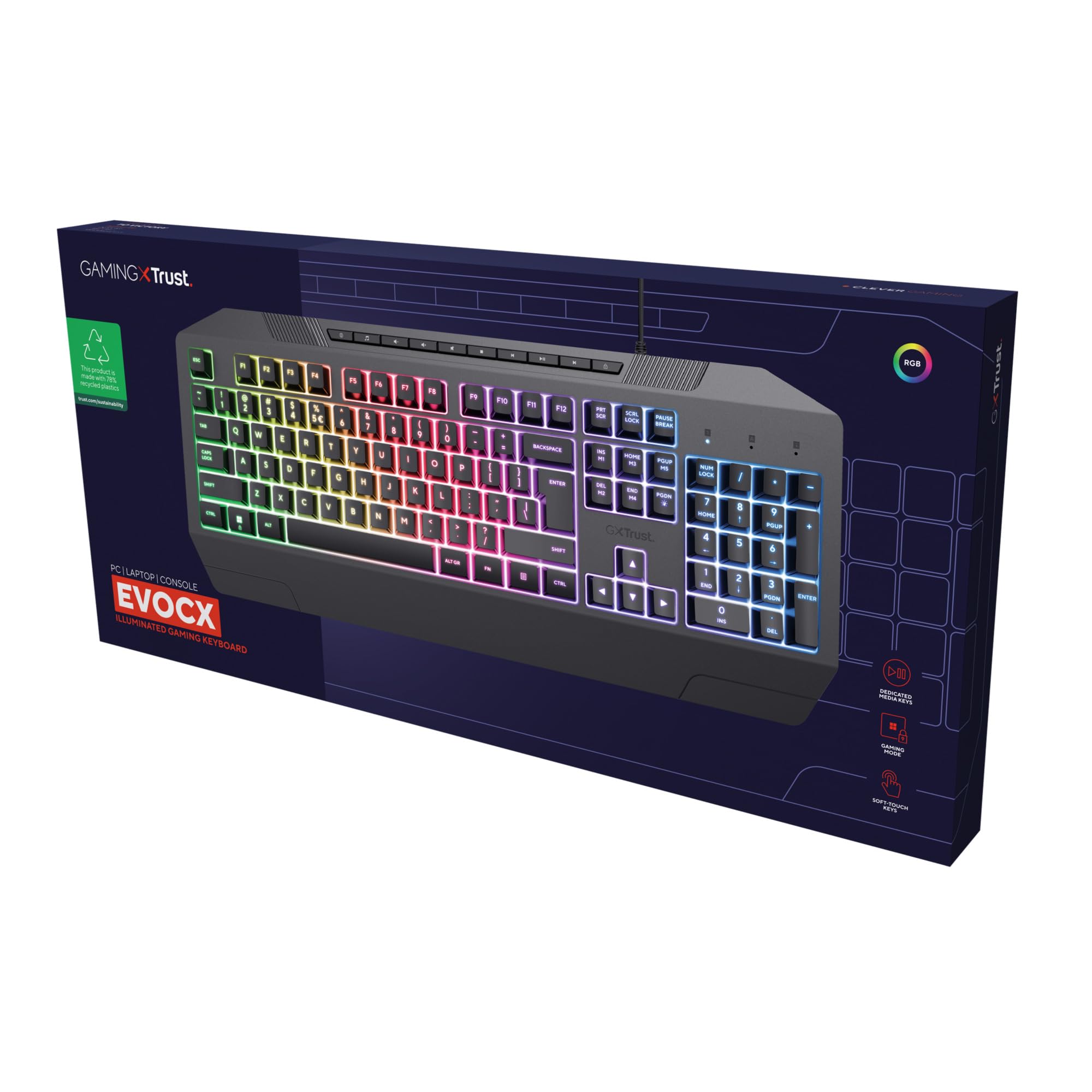 Trust GXT 836 Evocx Tastiera USB QWERTY Inglese US Nero