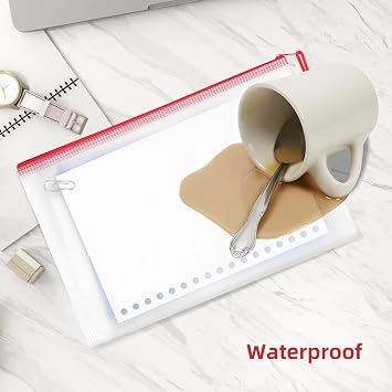 Plastic Wallets Zip Folders - 32PCS Zip Lock Bags Waterproof Document File Folders Mesh Zipper Pouches Storage Bags for School, Office Supply, Home and Travel (8 Sizes - B4 A4 B5 A5 B6 A6 Bill B8)