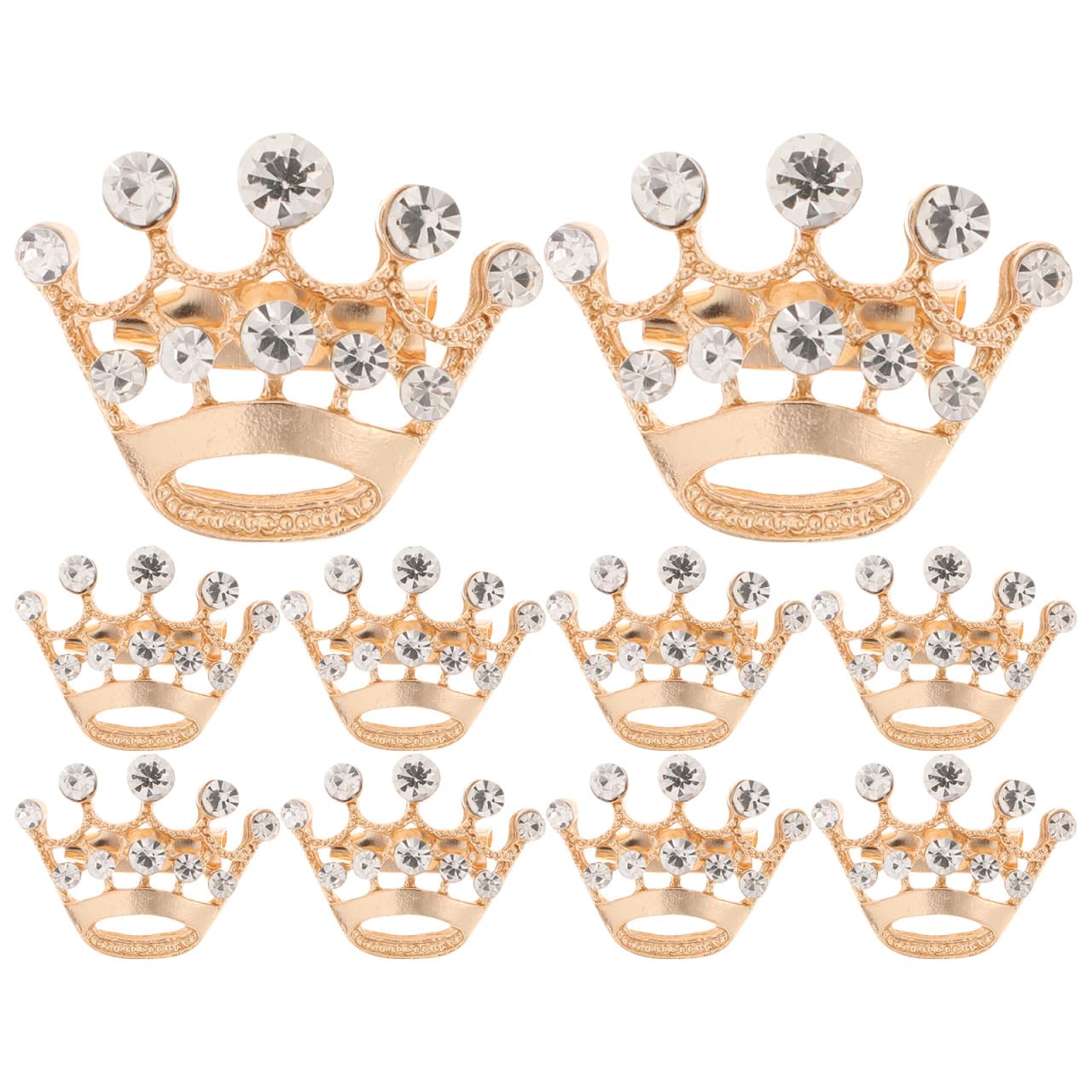 Tinksky Diamante Wedding Party Pageant Tiara Crown Corsage Brooch Pin Valentine's Day Gift, pack of 12, Gold, 2.8 * 2 * 2cm