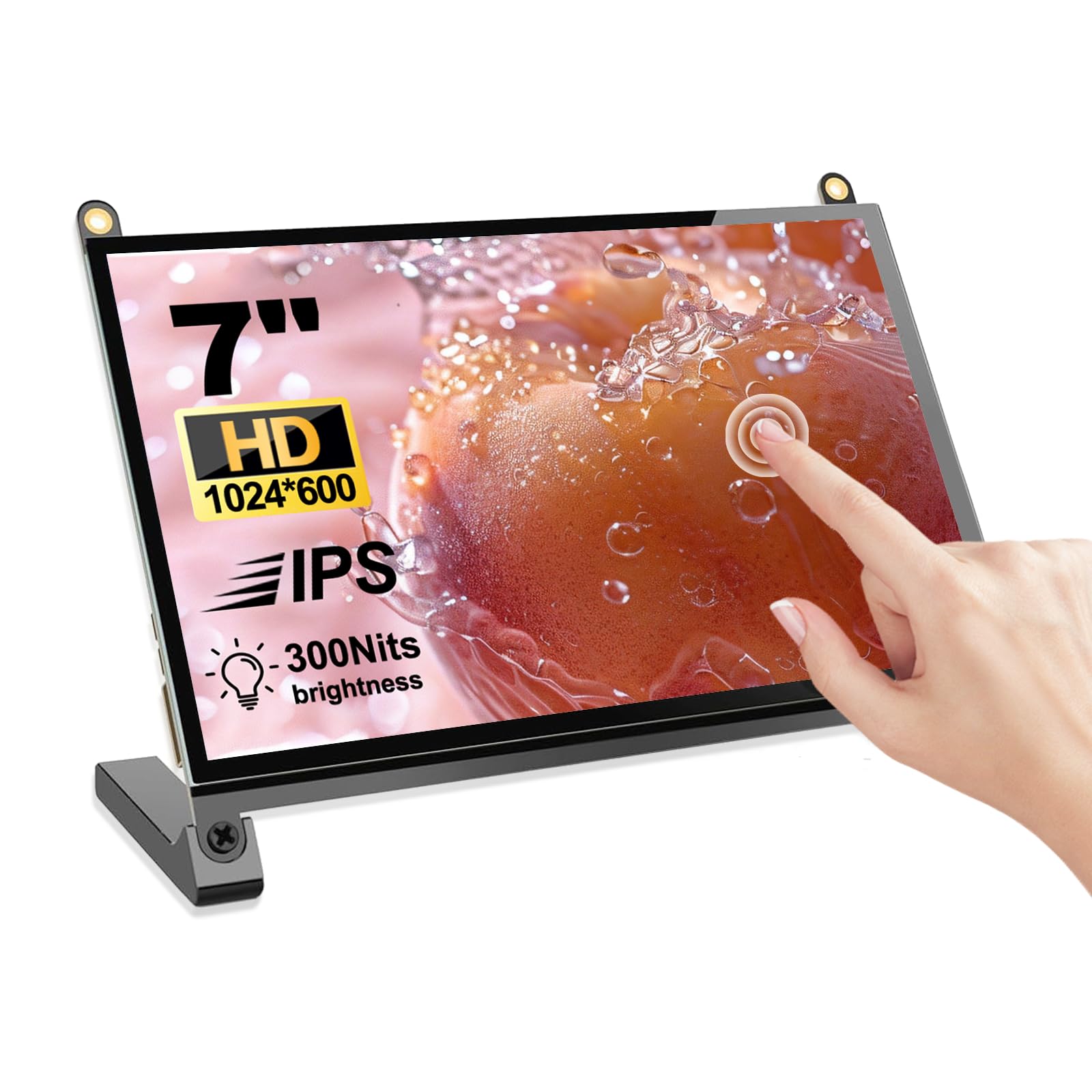 Prystivue 7 Inch Touchscreen Monitor, HD 1024×600 IPS LCD Capacitive Touch Screen Compatible with R Pi 4B/3B+/3B/2/1B+/Zero Ora Pi 5 Por/3 Plus/3B/4B