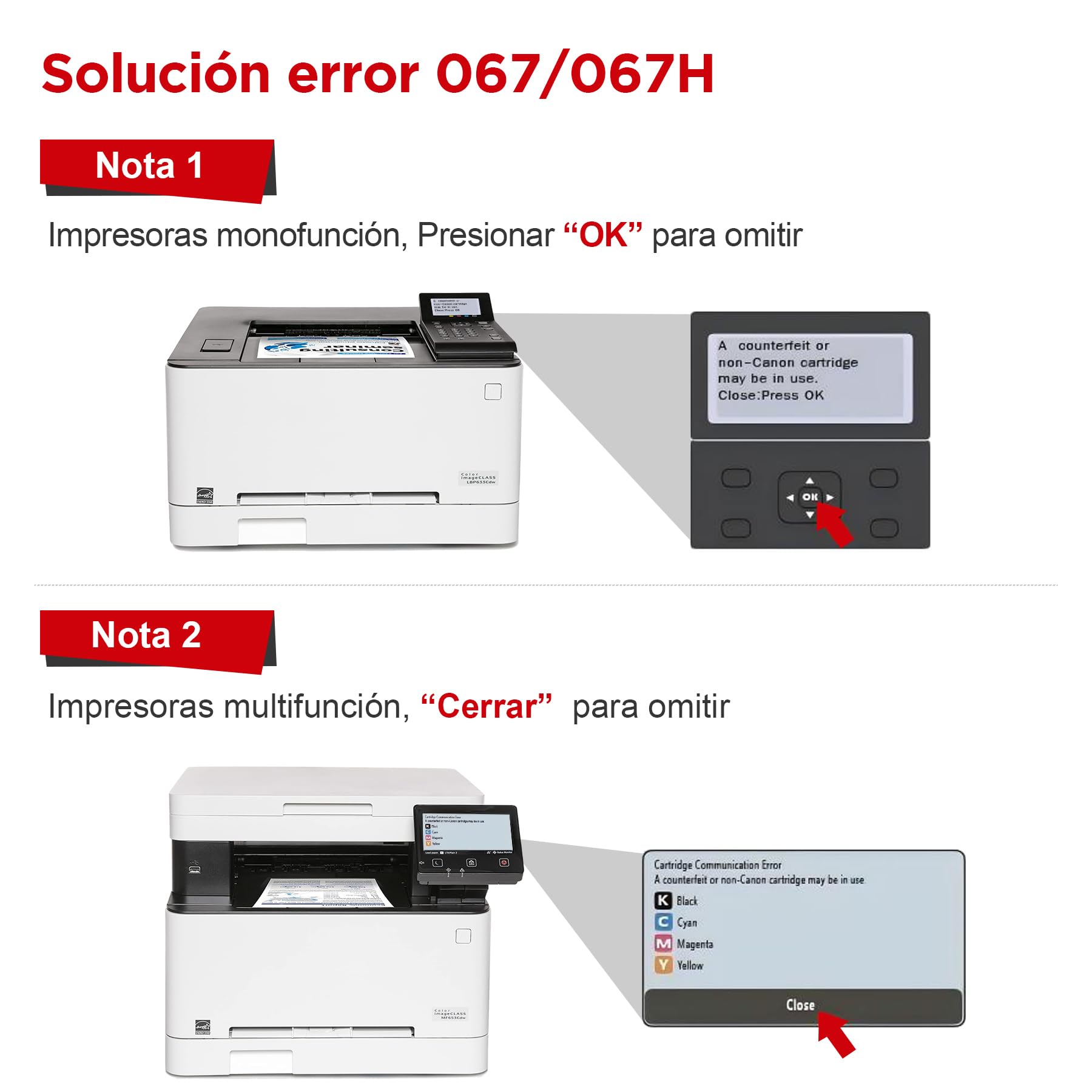 AUMOK 067H MF657Cdw Toner Compatibles para Canon 067 067H MF655Cdw MF651Cw | 4-Pack para Canon i-SENSYS MF657Cdw MF655Cdw MF651Cw LBP631Cw LBP632Cdw LBP633Cdw MF656Cdw MF653Cdw MF654Cdw