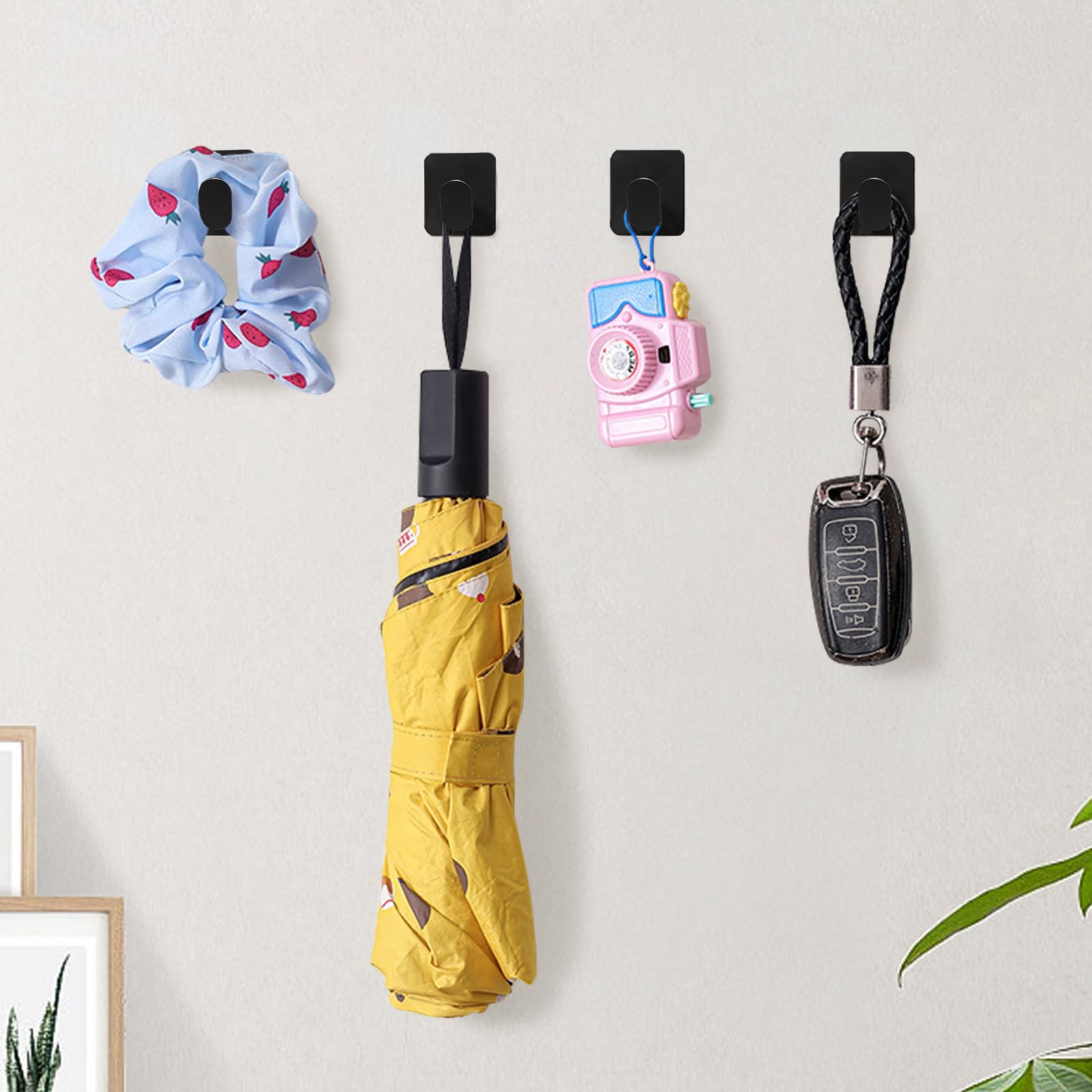 Paquete de 6 ganchos adhesivos negros, soportes para toallas para colgar toallas y ropa, ganchos de baño para pared, sin taladro
