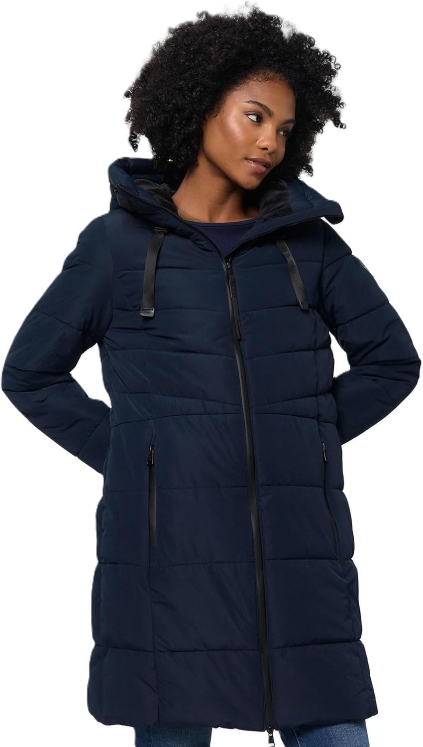 MARIKOO B978 Winterjas voor dames, lange gewatteerde winterjas met teddybont, warm gevoerd, XXL