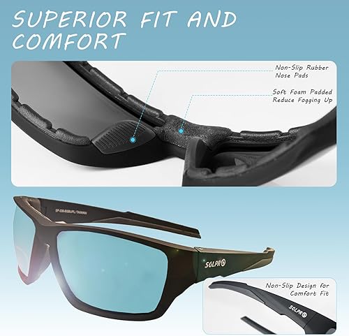 Miniatura 3 de Gafas de sol polarizadas para equitación con relleno de espuma, ajuste envolvente, para hombres y mujeres, motocicleta, conducción, correr,