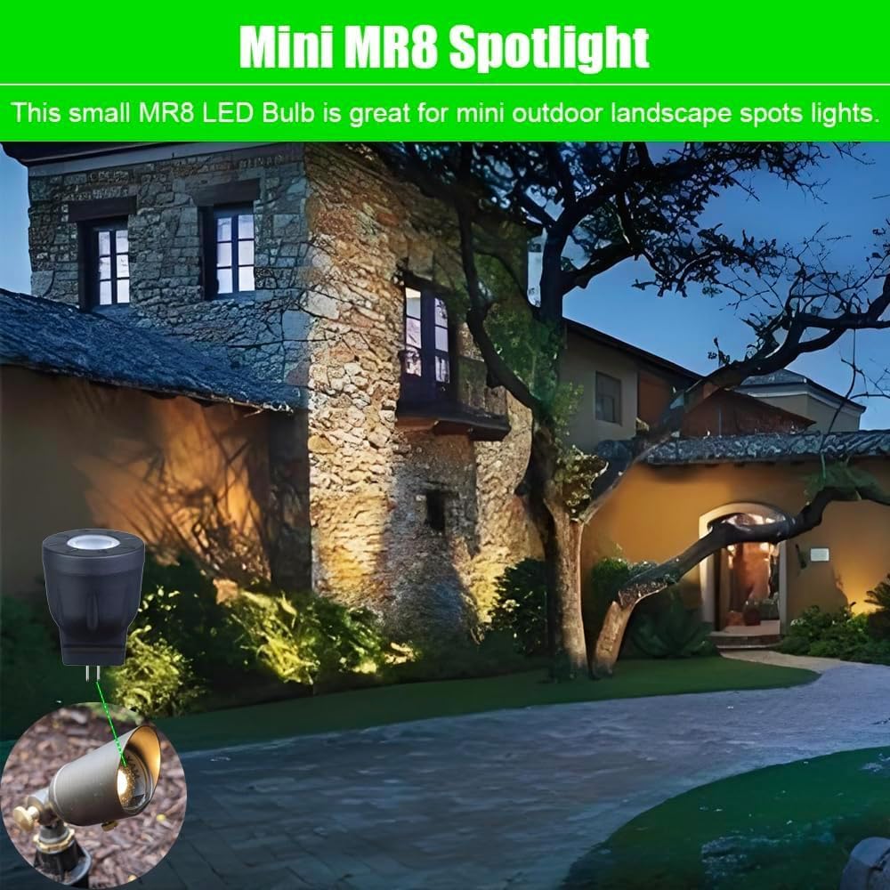 MR8 LED Bulb 12V, MR8 LED Spotlight 10W 20W Halogen Lamp Replacement GU4.0 Base Warm White Color 2700K for Indoor and Outdoor Low Voltage Landscape Lighting (4-Pack)