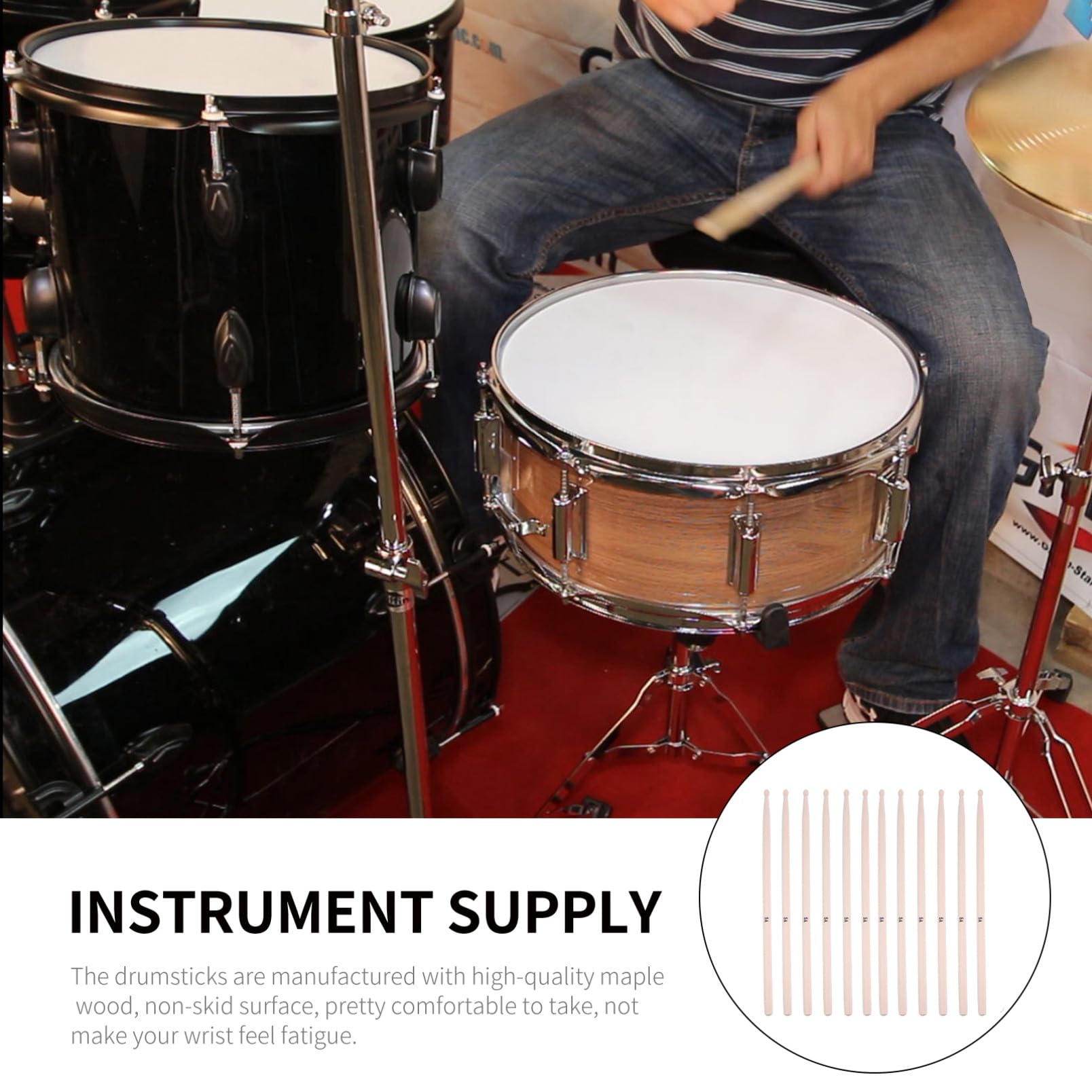 SHOWERORO Holz-drumsticks Robuste Drumsticks 20 Stück Ahorn-drumsticks Bühnen-drumsticks Musikteile