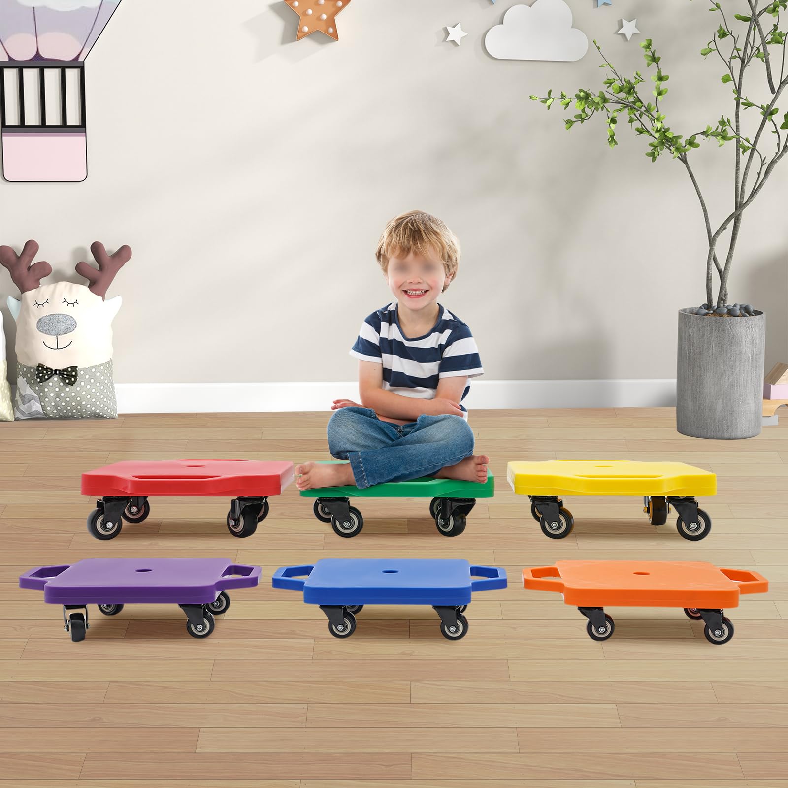 Balance Board Kinder, Scooter Board aus Kunststoff mit Sicherheitshandgriff