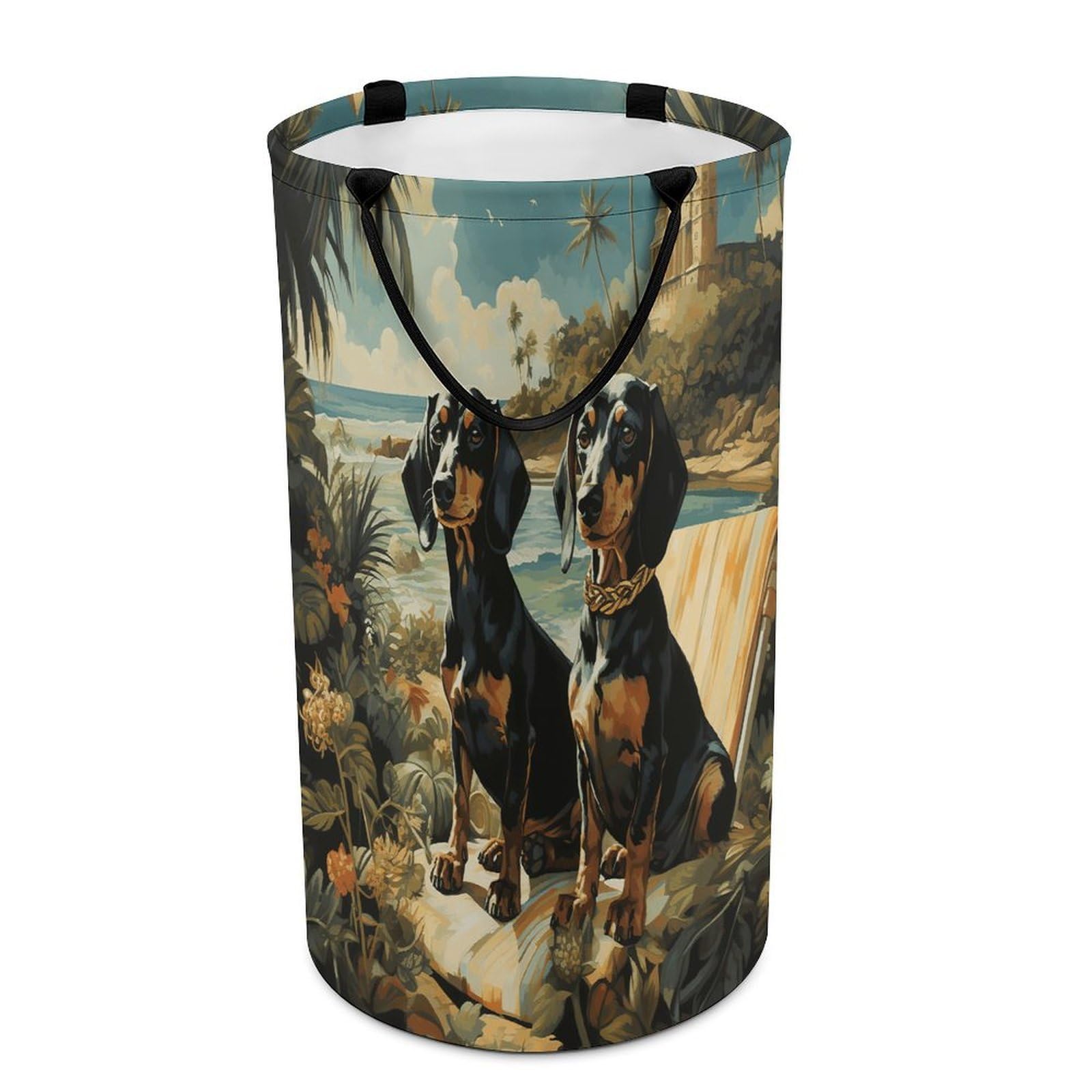 Dachshund Dog Bento Laundry Basket Large Foldable Laundry Hamper with Handles Freestanding Collapsible Clothes Basket Waterproof Portable Dirty Clothes Hamper for Bathroom 86L