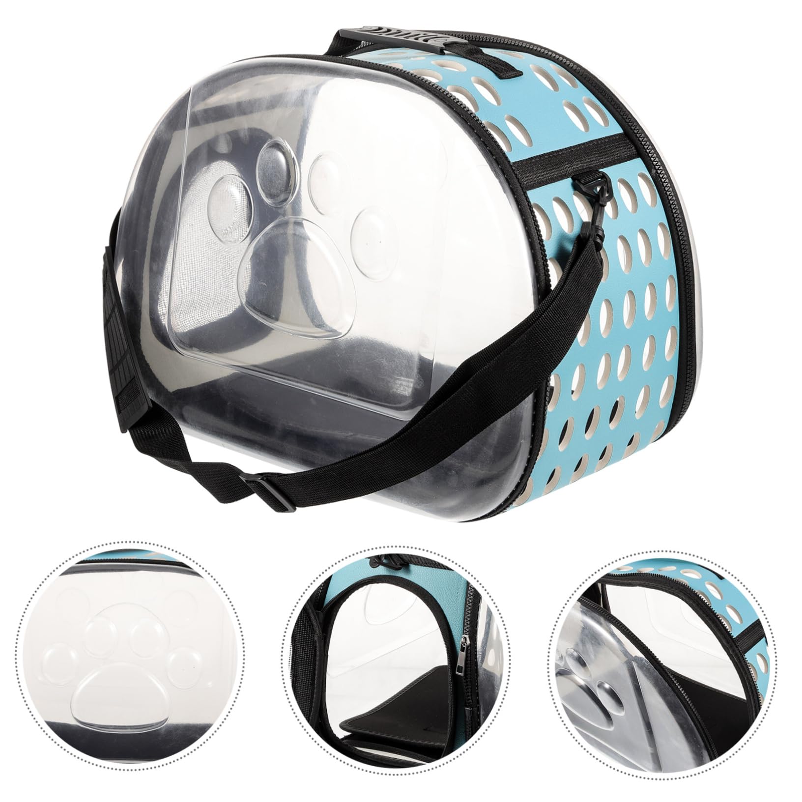 Pet Carrier Backpack Trasparente in Eva Blu per Viaggi | Strap Regolabili Fibbia, Design Zaino, per Escursioni e Campeggio, Struttura Stabile