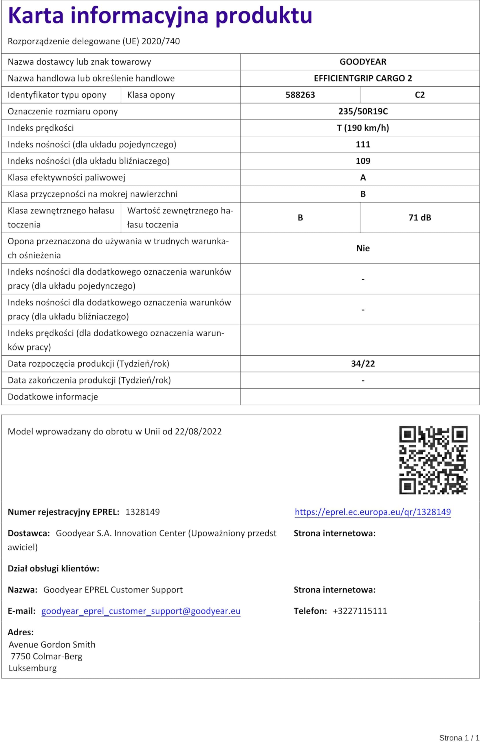 Goodyear Pneumatico per Furgone, Standard