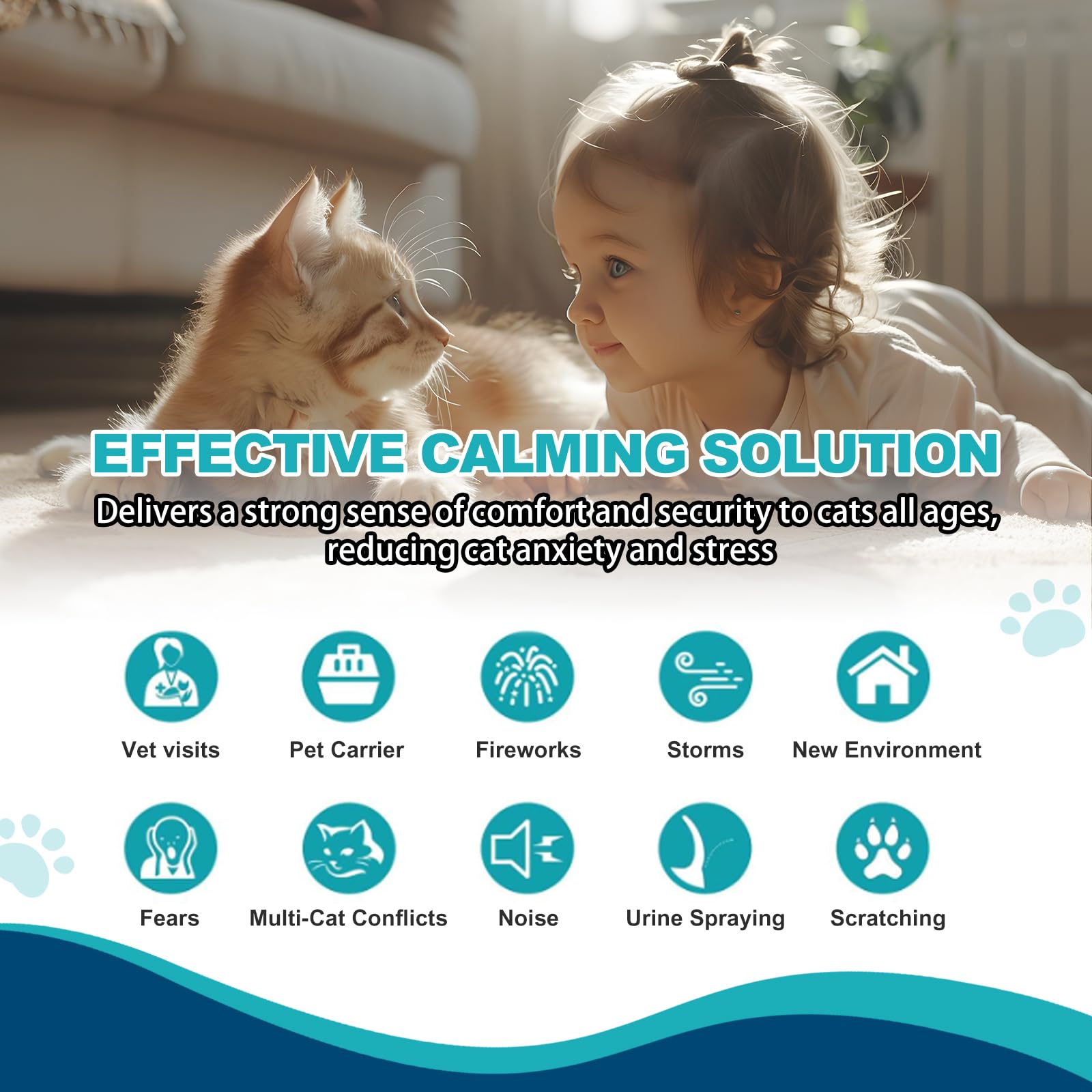 Cat Calming Diffuser, Cat Pheromones Calming Diffuser with 2 Diffuser + 4 Refill 48ml, 6-in-1 Cat Anxiety Relief Cat Pheromone Diffuser Kit 120 Days, Pheromone Diffuser to Calm Cats - image 5