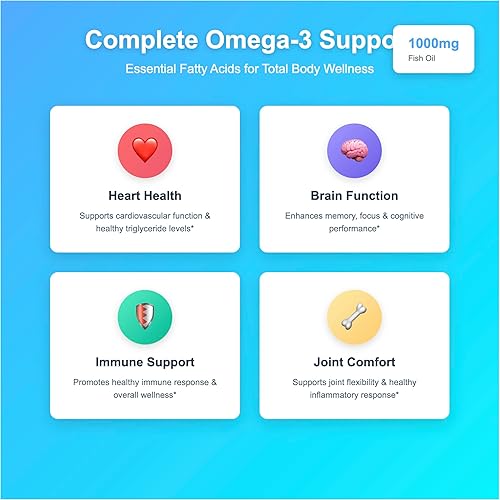 Miniatura 4 de Aceite de pescado de triple fuerza Omega-3 de primera calidad, 1000 mg  Grado premium EPA 180 mg DHA 120 mg  Pescado de mar profundo capturado en la