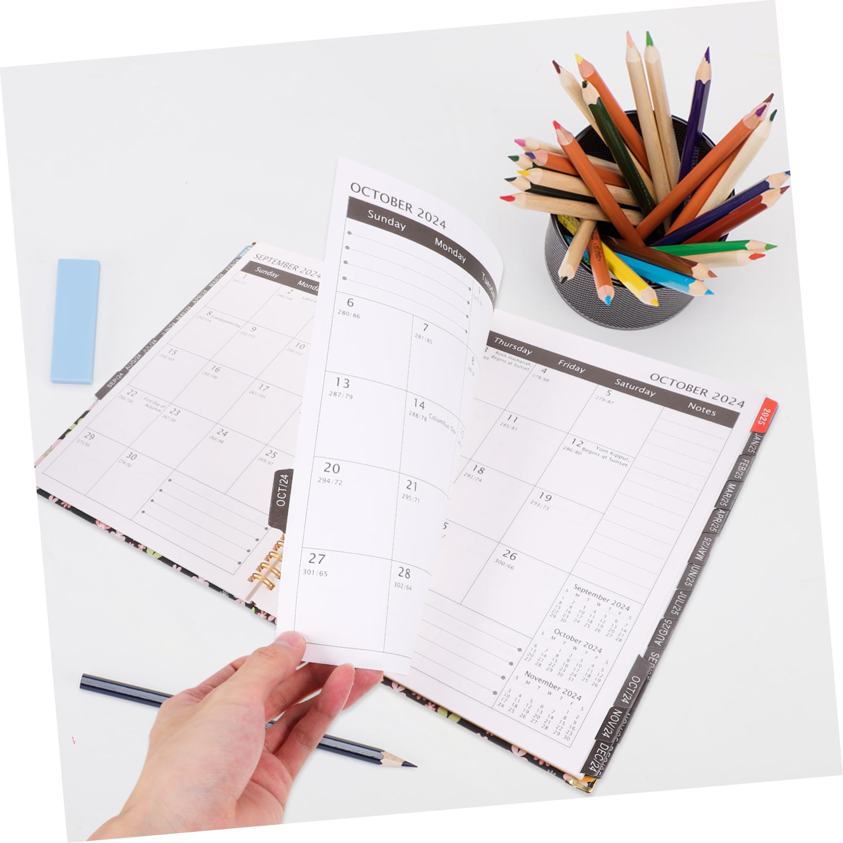 Planner Mensile Diario Agenda Settimanale Portatile per Ufficio Studenti Insegnanti con Calendario Inglese per Organizzazione Quotidiana