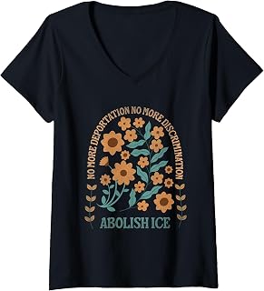 Womens Abolish ICE Retro Protest Resist Support Immigrants Refugees V-Neck T-Shirt