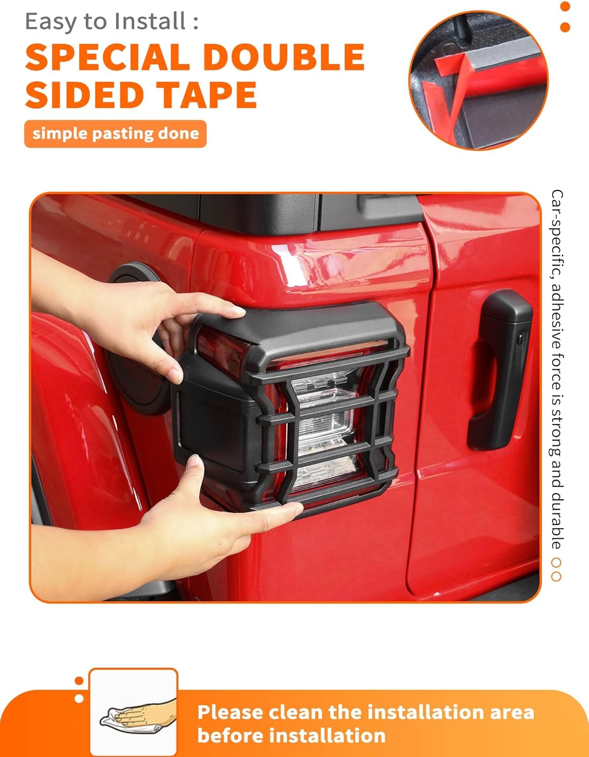 Savadicar Black Taillight Trim Cover for Jeep Wrangler JL JLU 4xe & Gladiator JT 2018–Present – Rear Light Accent, Exterior Styling Upgrade Accessory