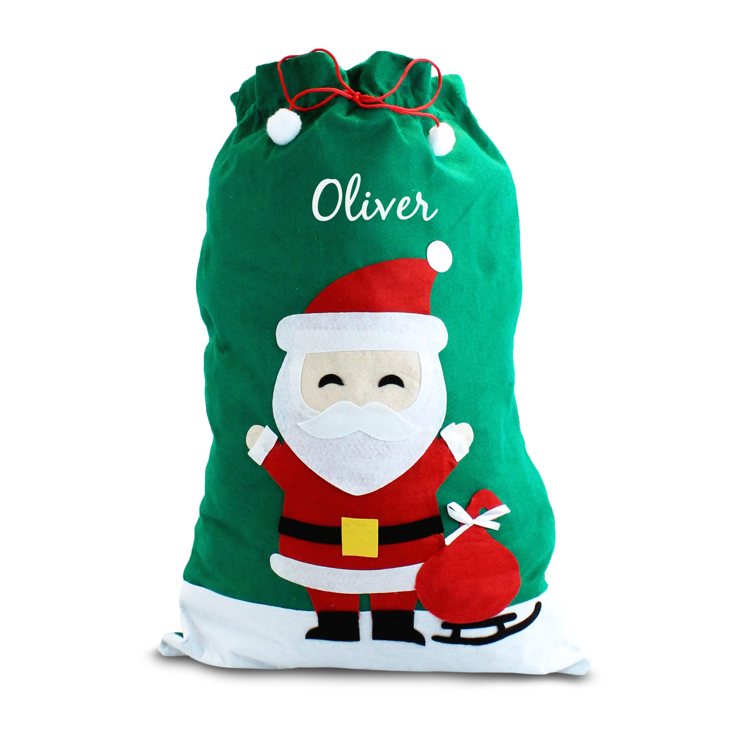 Ebuygb Boys Father Christmas Personalised Large Santa Sack, Felt Drawstring Christmas Stocking, Xmas Toy Gift Bag With Custom Name, 59 X 89 Cm (Father Christmas)