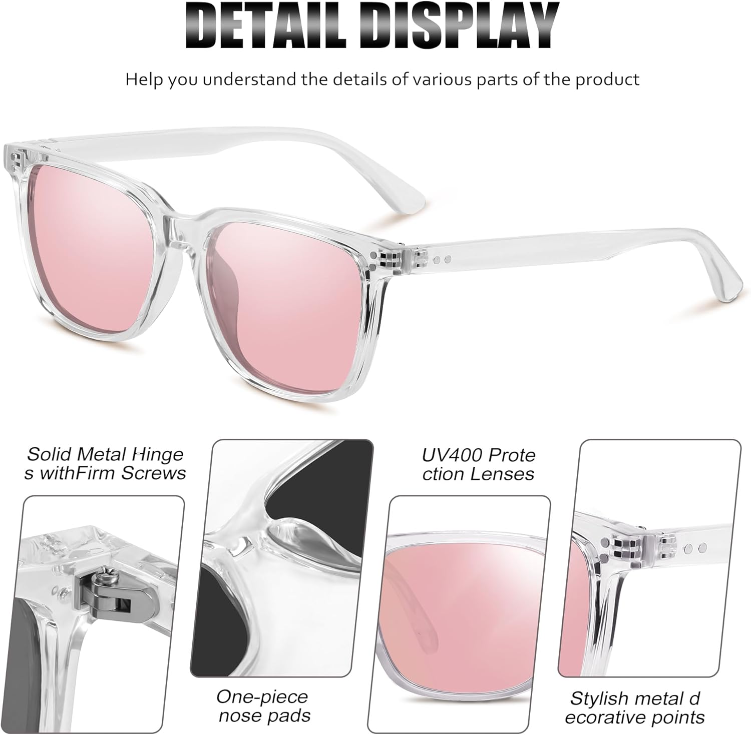 YDAOWKN Womens Polarized Sunglasses for Women Trendy Designer Mirrored UV400 Protection Sun Glasses - Image 4