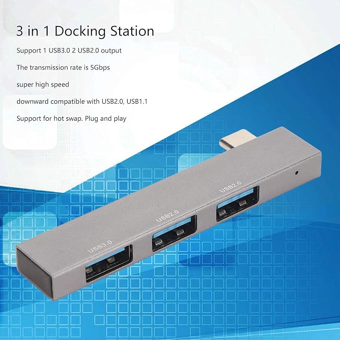 Gavigain Docking Station 3 en 1 USB Tipo C Hub 5Gbps Aluminio miniatura 2