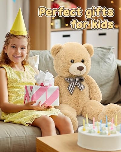 Miniatura 165 de MaoGoLan Oso de peluche color rosado gigante de 55 pulgadas, animales rellenos grandes y de tamaño real para novia Rosa,Azul,Marrón,Crema,Marrón