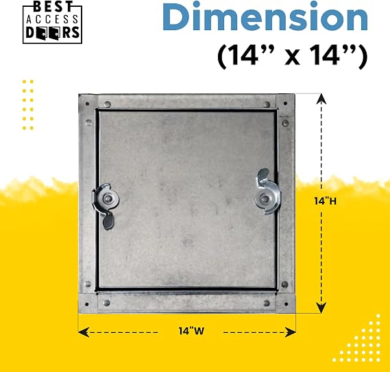 Best 14 x 14 Self-Stick Duct Access Door 1 Fiberglass Insulated Steel HVAC Duct Access Panel for Sheet Metal Ducts, No Hinge Removable Door, Cam Latch, Neoprene Gasket, BA-CDSS-6030
