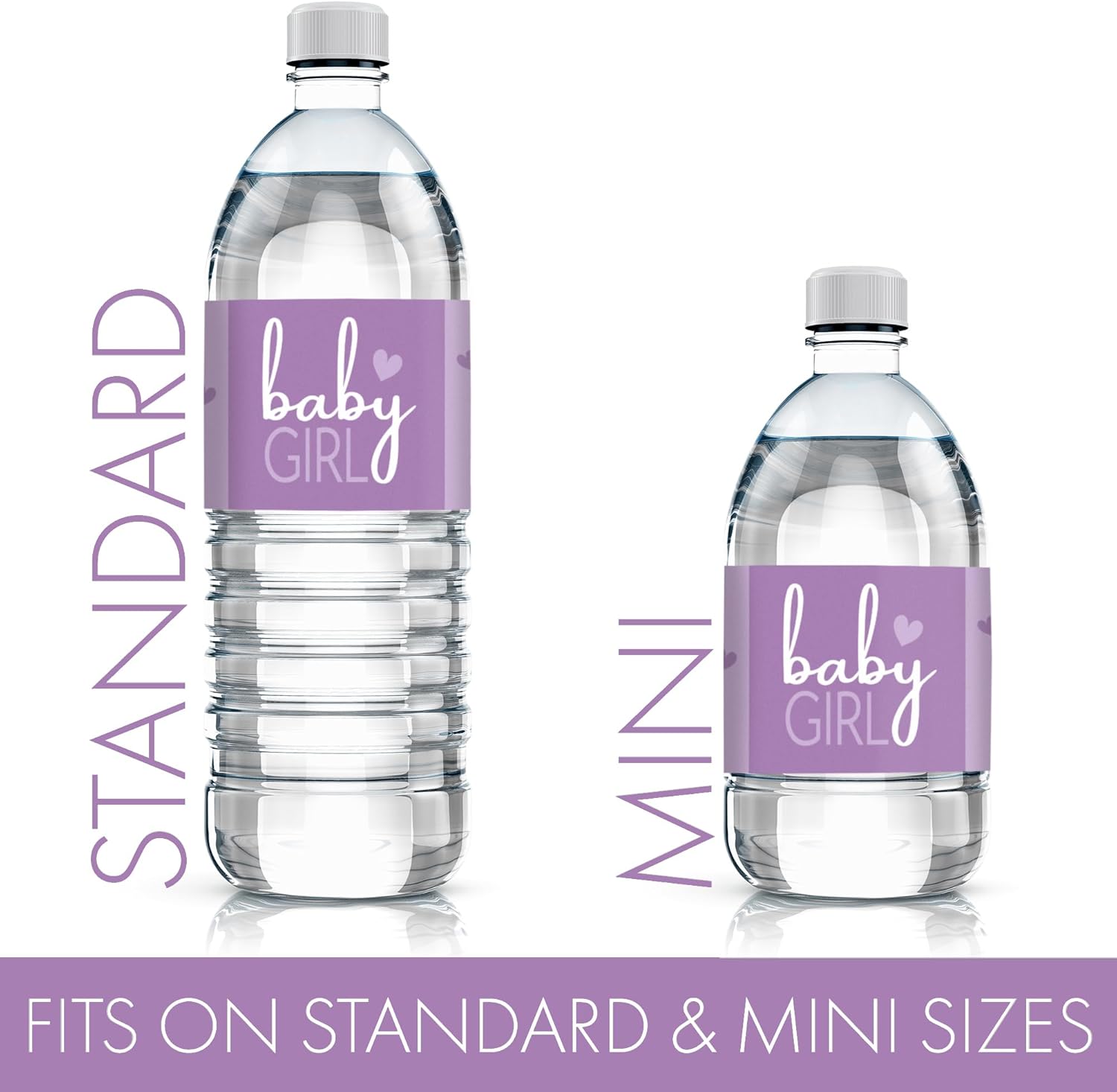 パープルベビーシャワーウォーターボトルラベル、It's a Girl ラベンダー ベビーシャワーデコレーション - 防水ステ