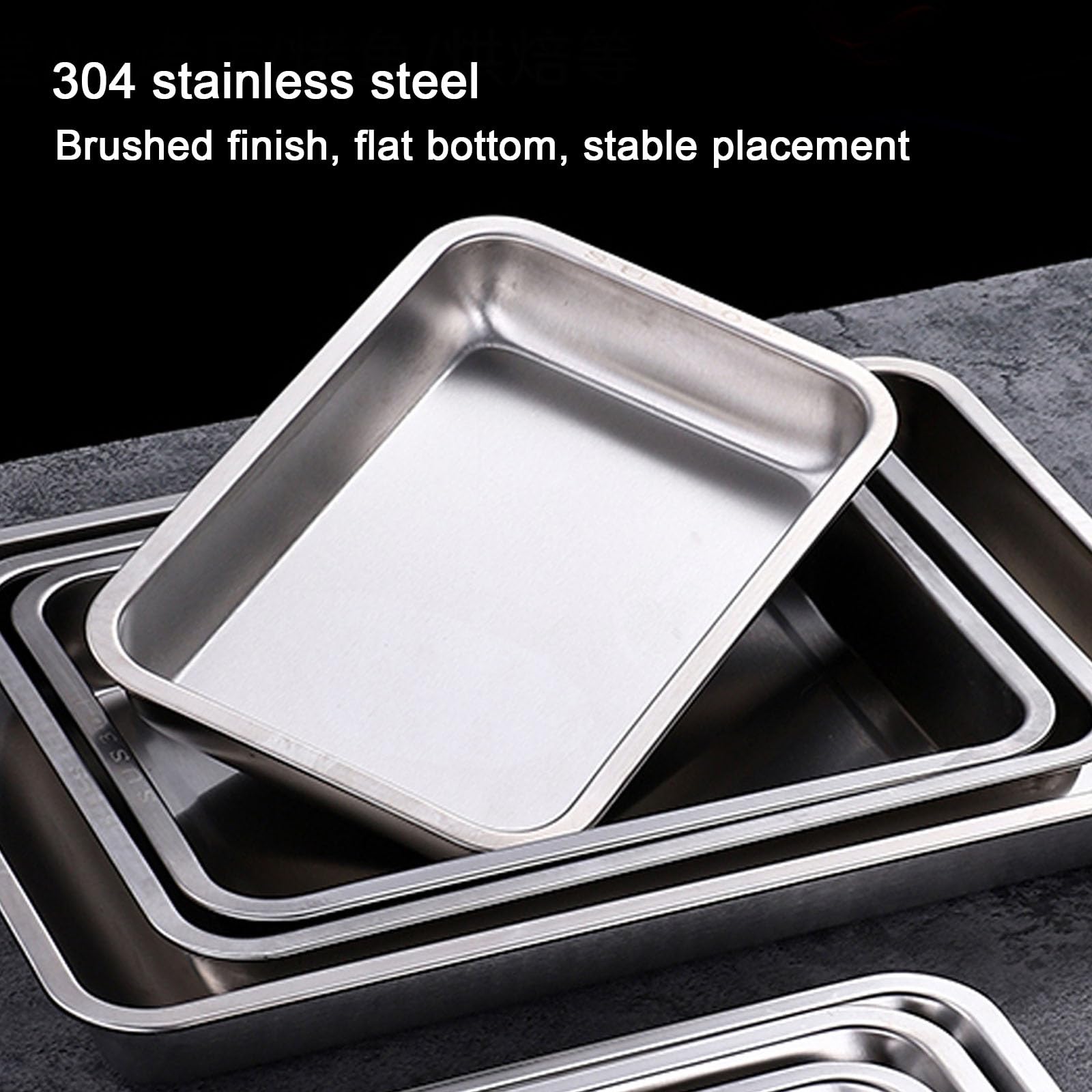 Leccarda in Acciaio Inox per piantine e Prodotti da Forno, Vassoio di drenaggio Rettangolare per Lavatrice, Strumento da Laboratorio - 50x35x5 cm, Design Piatto Durevole e Versatile