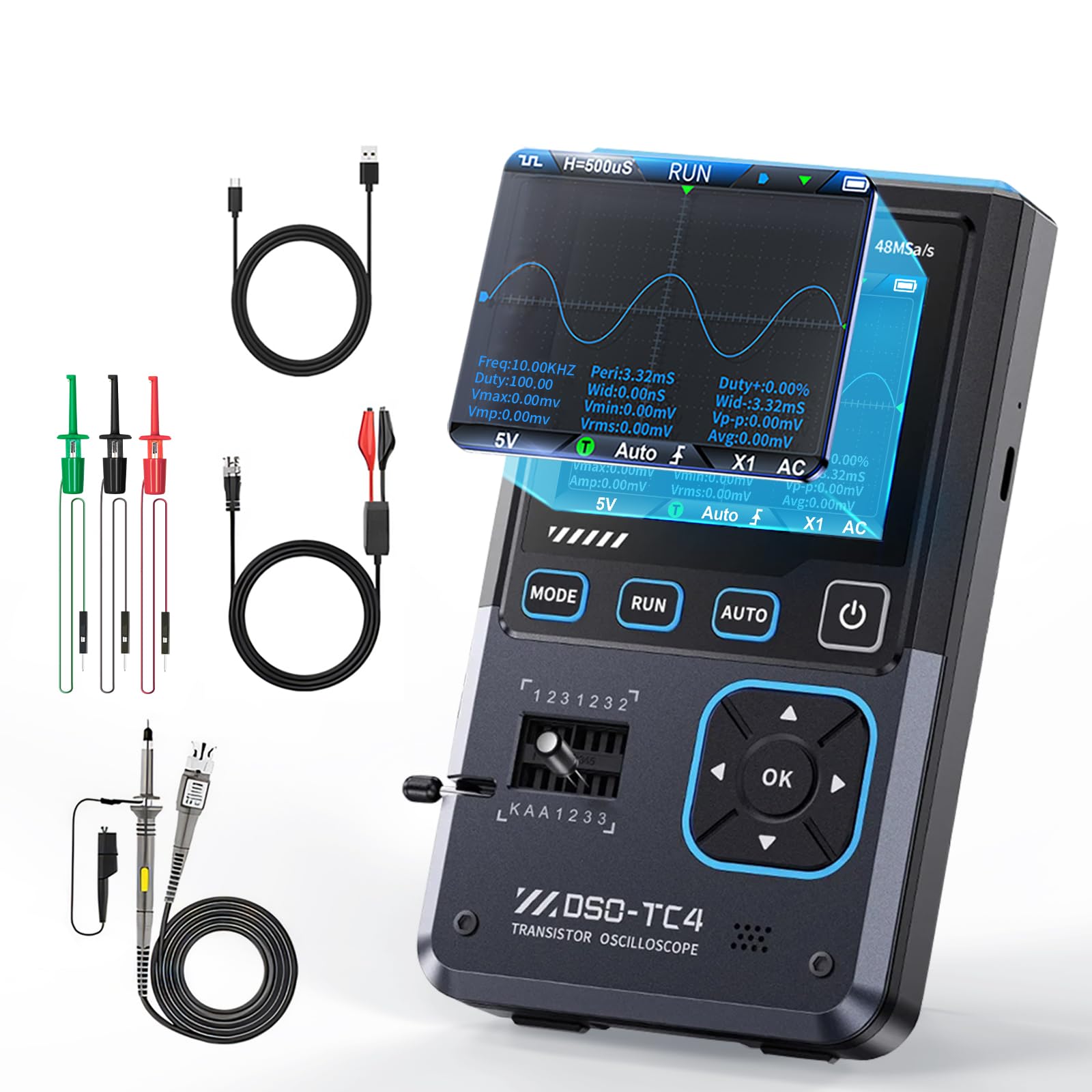 Upgraded Model with 1xP6100 Probe】 FNRSI DSO-TC4 3in1 Digital