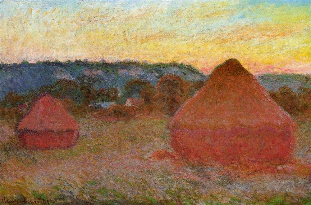 Amazon.co.jp: 枚の絵画 一日の終わりの 2 つの穀物の山 秋
