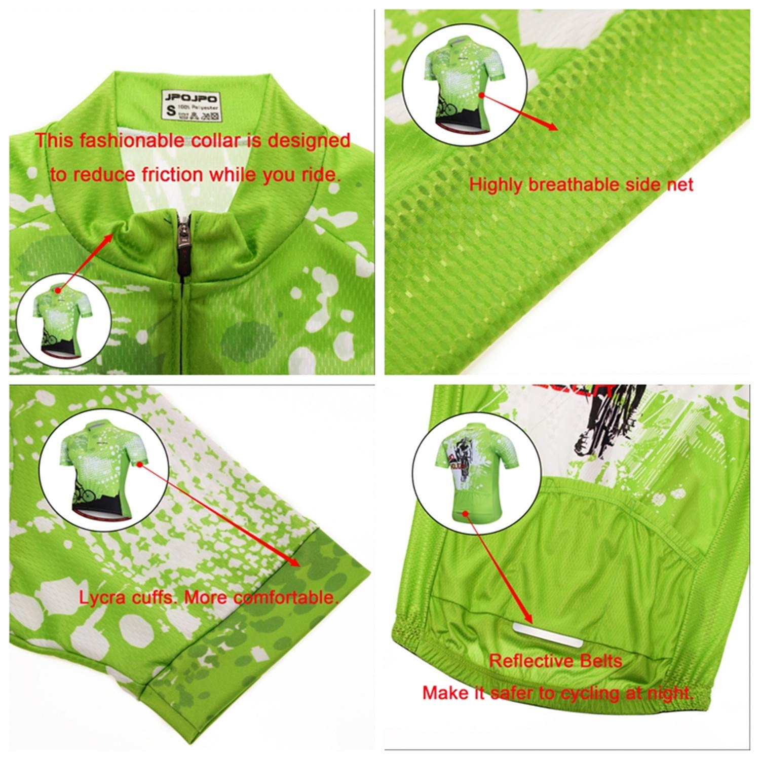 JPOJPO Herren Radtrikot Set Radtrikot Kurzarm + Männer Radhose mit 5D Sitzpolster MTB Fahrradbekleidung