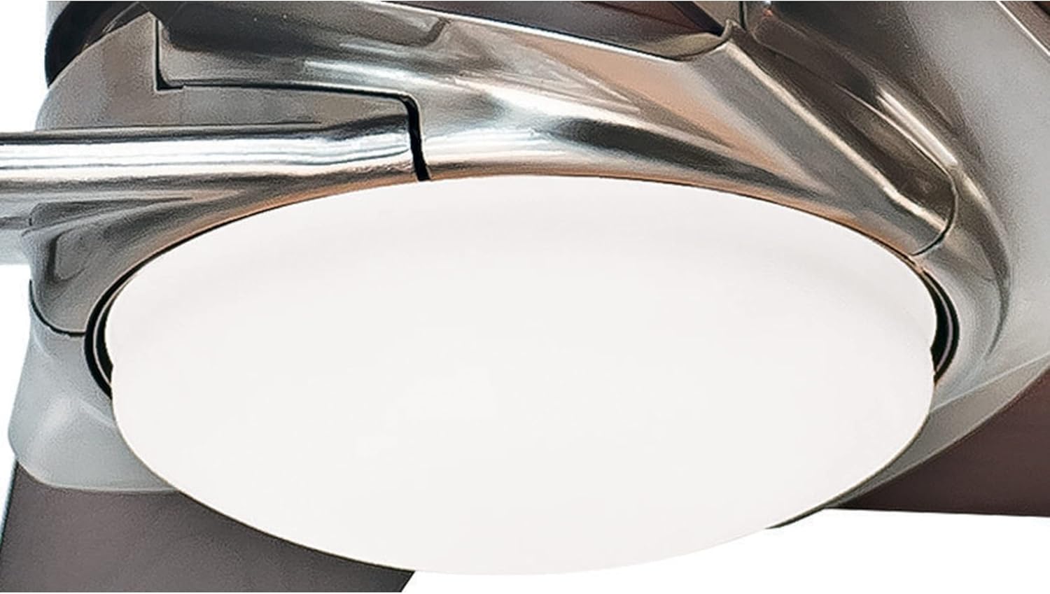 Close-up of the integrated LED light kit on the ceiling fan