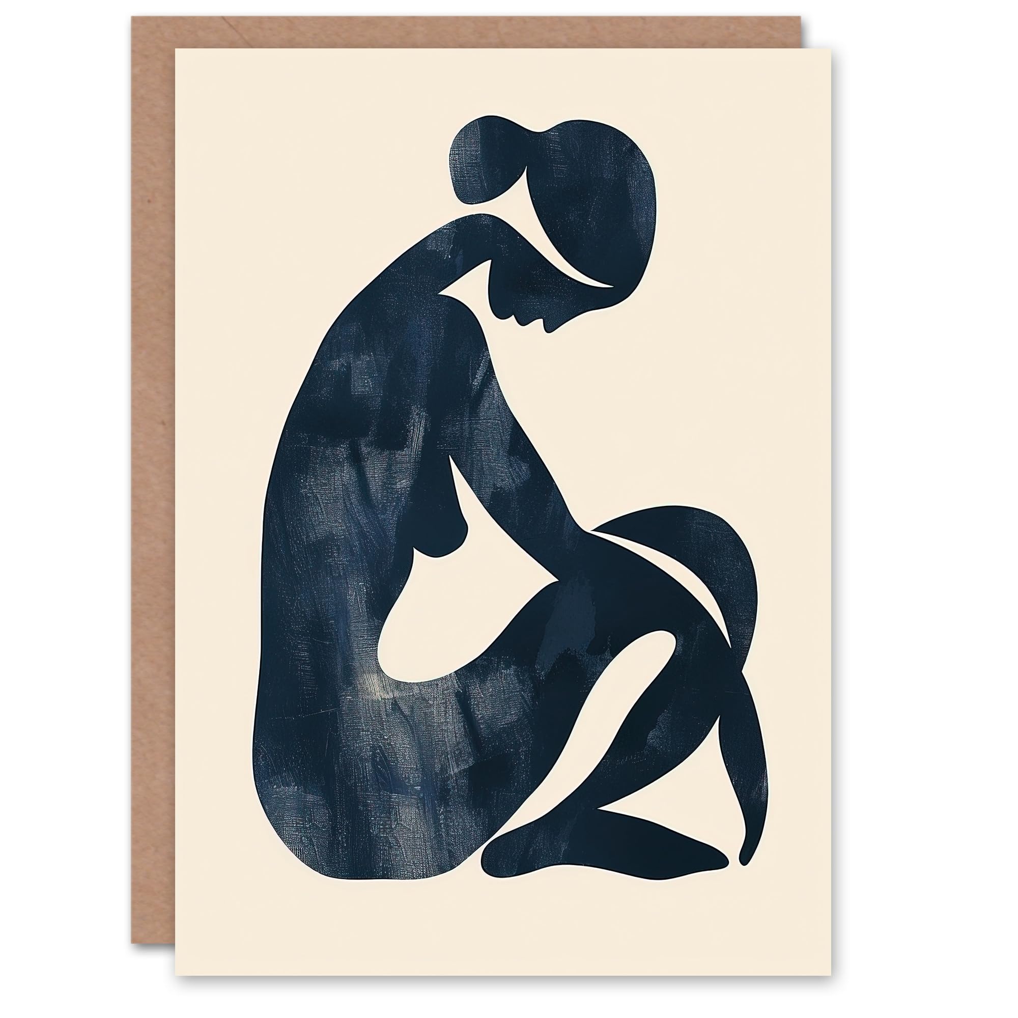 Artery8 Greeting Card Abstract Female Silhouette Minimalist Painting Blank For Him Or Her Art Birthday Card