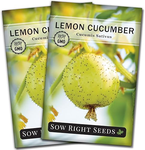 Sow Right Seeds - Semillas de pepino de limón para plantar - Semillas de reliquia sin OMG con instrucciones para plantar y cultivar un huerto casero