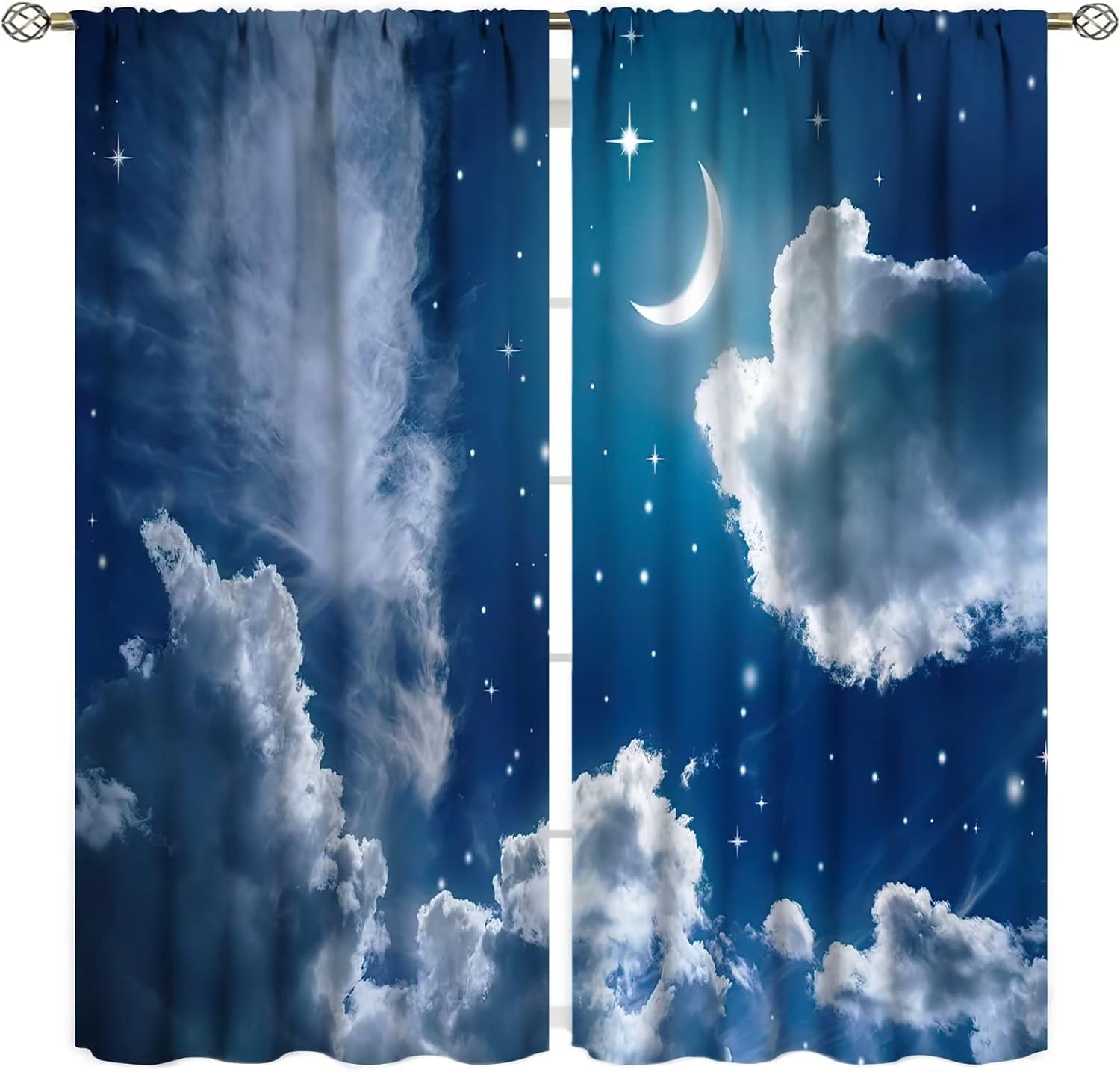 Blackout Curtains Eyelet For Living Room Milky Way Starry Sky Landscape 150(W) X 166(H) Cm Window Curtain Eyelet 3D Blackout Curtains Photo Print Super Soft - For Bedroomchildren'S Room 9426352160727