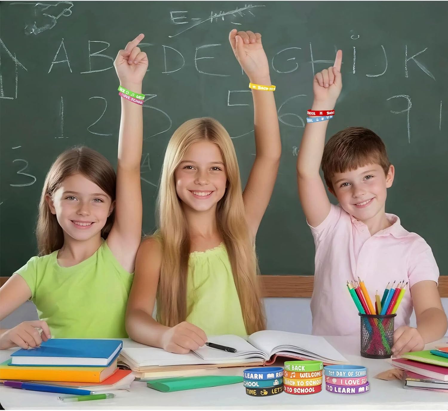 ZIQON 62 Pcs Back to School Bracelets First Day of School Bracelets Silicone Wristbands Gifts Rubber Wristbands for Supplies for School Decorations Back to School Gifts Goodie Stuffers Fillers