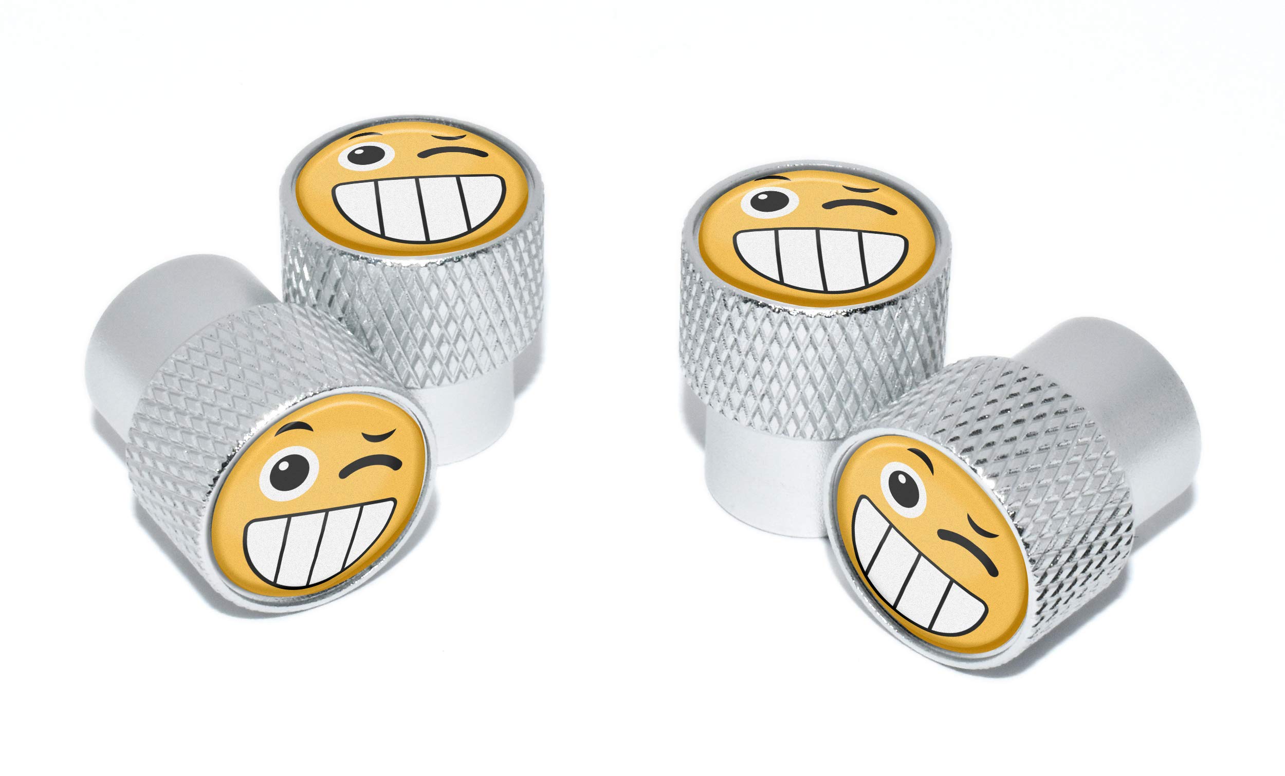 Emoji Valve Stem Caps (Wink, Matte Knurling)