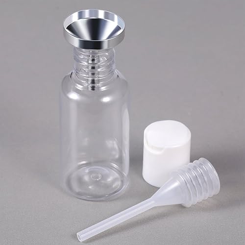 Miniatura 3 de Paquete de 10 embudos pequeños de metal con 2 mini pipetas para llenar botellas pequeñas o recipientes, atomizadores, perfumes, líquidos (plateado)