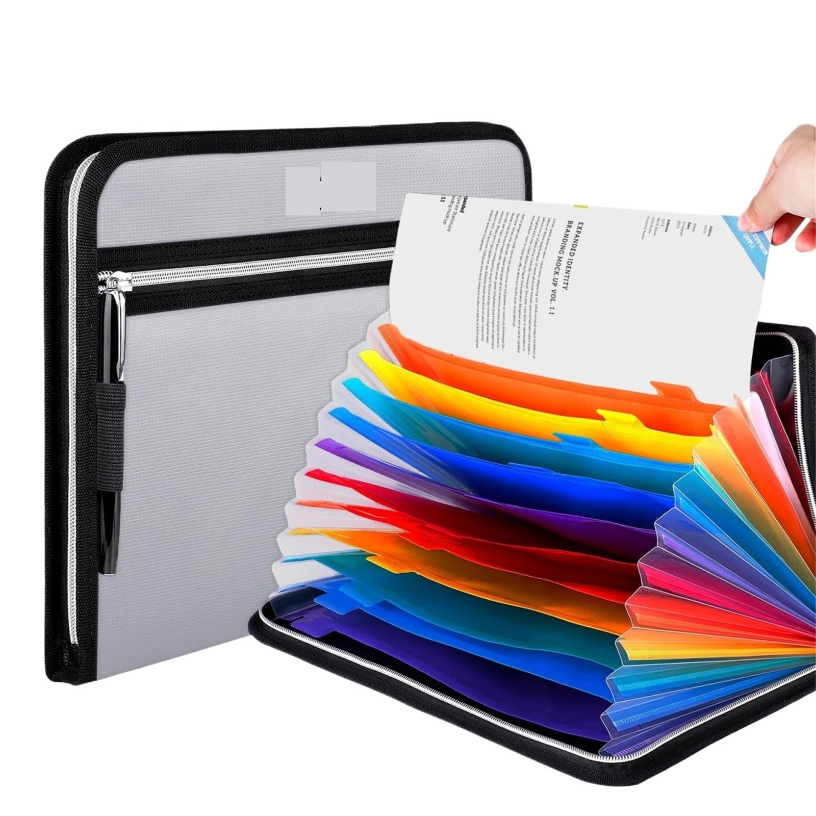 Porta Documenti Accordion File Folder Organizer | Expandable A4 Filing Folder with 2 Zippers, 12-Section Document Holder