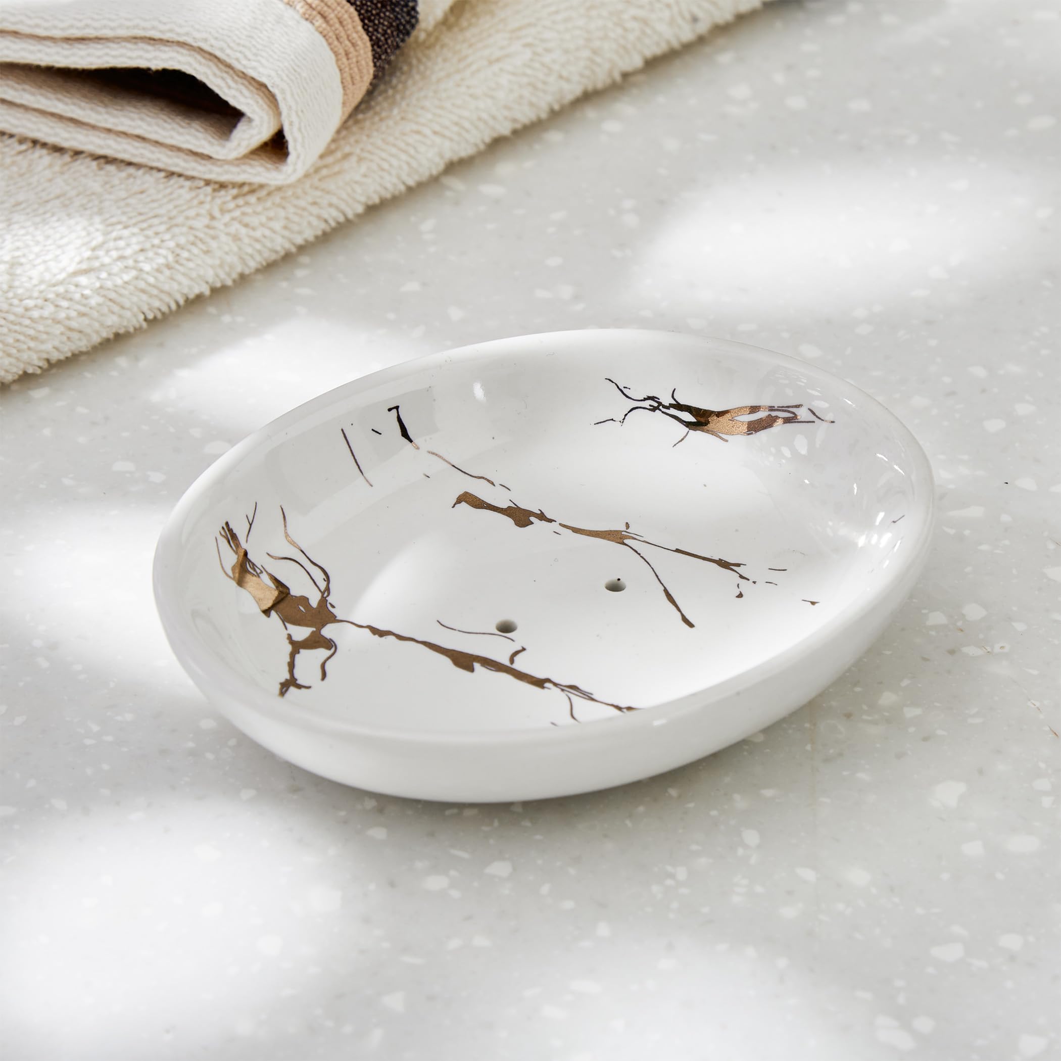 Home Centre Aubree Vince Ceramic Soap Dish, White