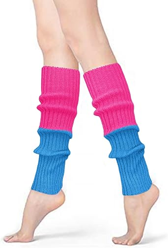 Neon Leg Warmers for Women 80s Style Knit Ribbed Long Socks for Sports Yoga Party Accessories