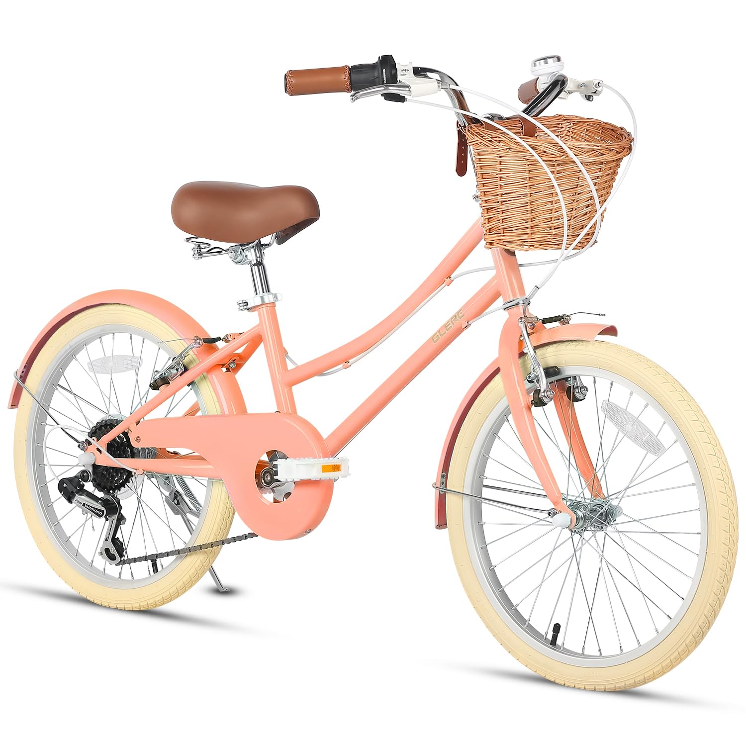 Glerc Missy 20" 24" 26" Inch Girl Cruiser Hybrid 6-Speed City Bicycle for Youth Girls Over 8 Years Old with Wicker Basket & Lightweight, Multiple Colors
