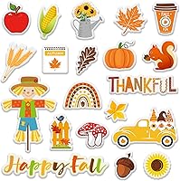 Vista 1 de Whaline 40 calcomanías de gel grueso para ventana de Acción de Gracias, espantapájaros, calabaza, hojas de arce, manzanas, calcomanías de gel