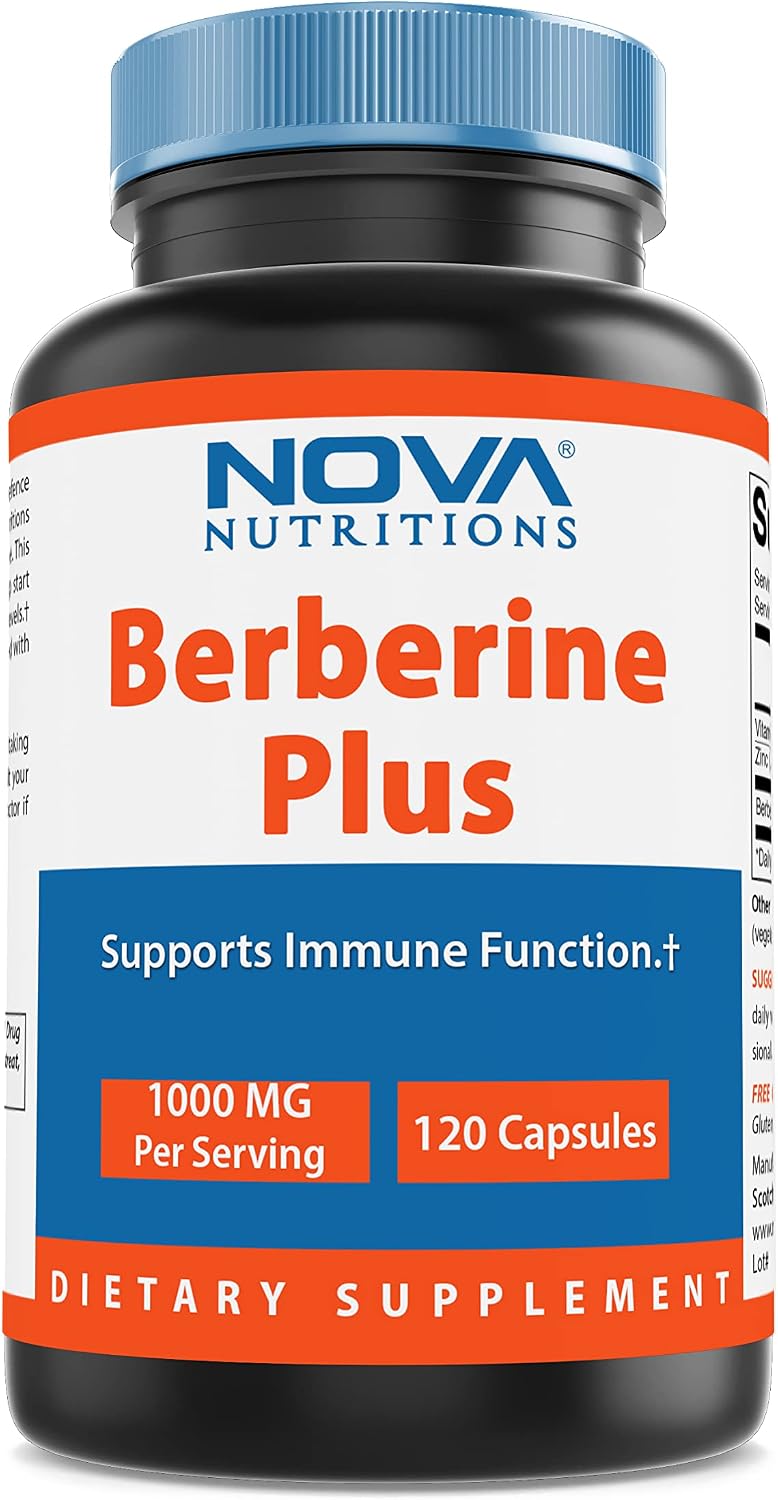 Nova Nutritions Berberine Plus 1000 mg per Serving (Non-GMO) 120 Capsules