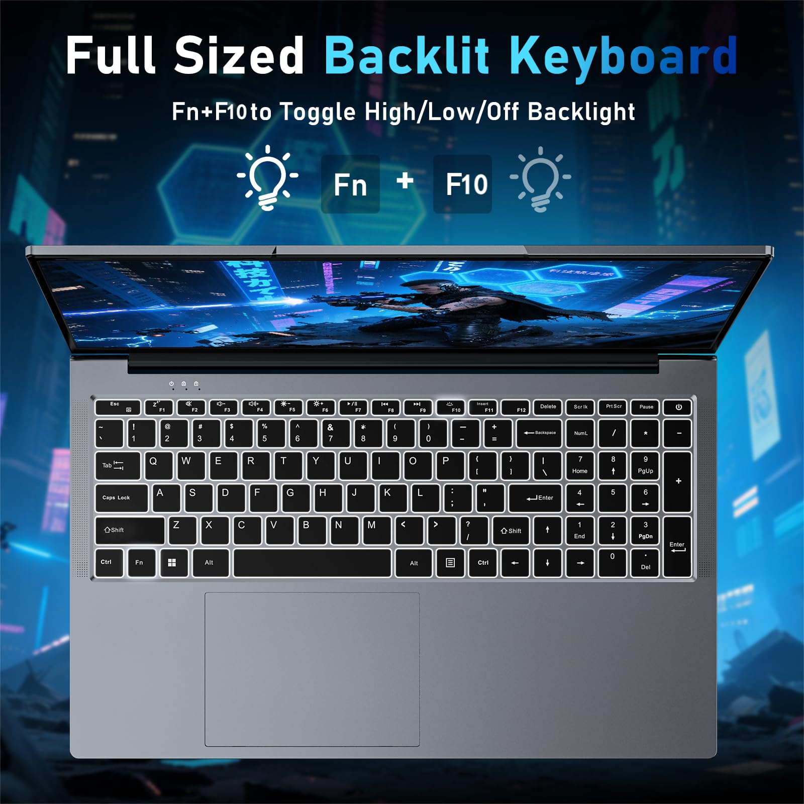 NAIKLULU 17.3 Pollici Computer PC Portatile Processor N150(1.2 a 3.6Ghz), RAM 16GB SSD 1TB PC Portatile Laptop 2025 Notebook, 1920x1200P/Tastiera Completa Retroilluminata/Webcam/Touchpad/6000Mah
