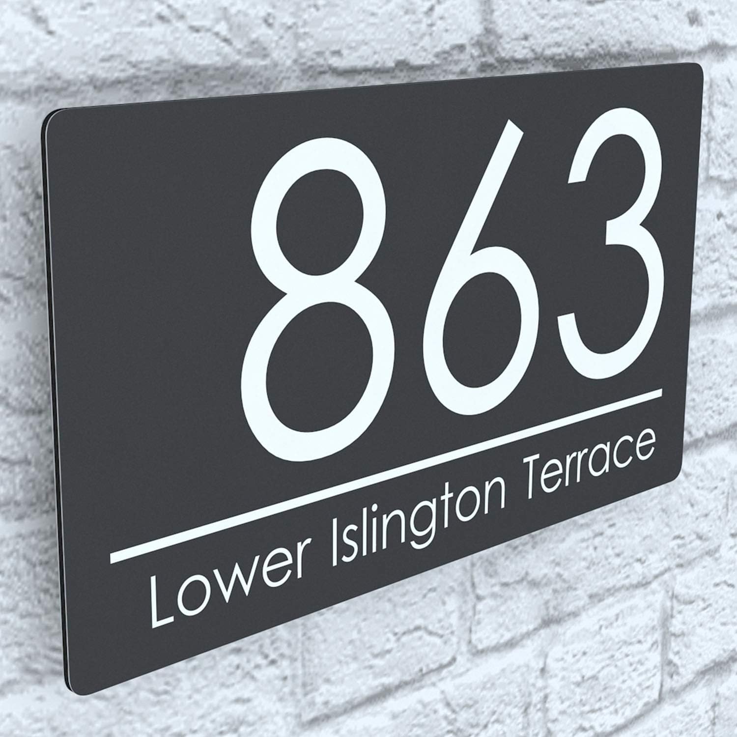 Exalted | EXA4-C-H1-27W-A | Composite Aluminium Anthracite Gray Floating House Sign Plaque Number | 280mm x 160mm