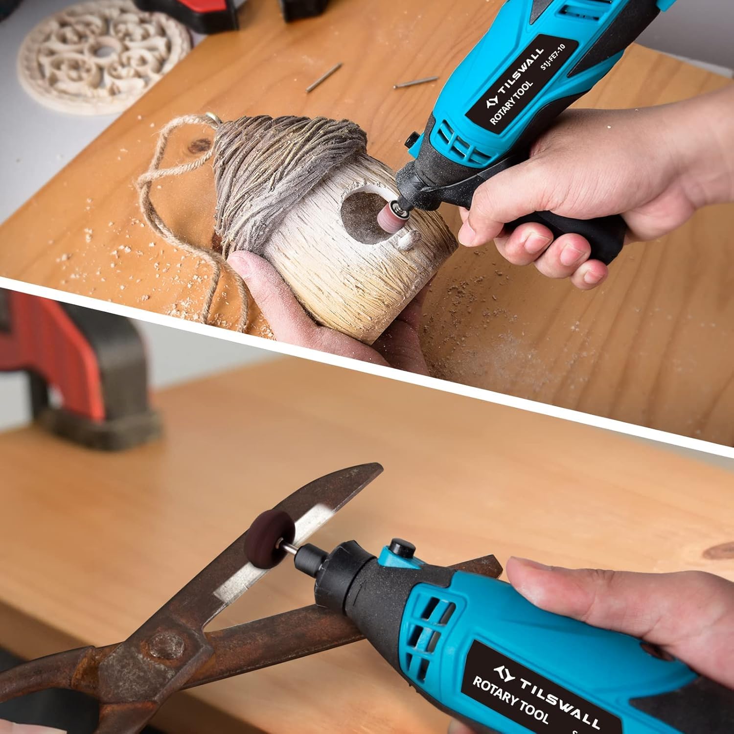 Tilswall 160W Multifunktionswerkzeug mit 6 Variable Drehzahl 8000-33000U/min, Rotationswerkzeug Set zum Gravieren, Bohren, Schneiden, Schleifen, Polieren, Schärfen (145 Zubehören)