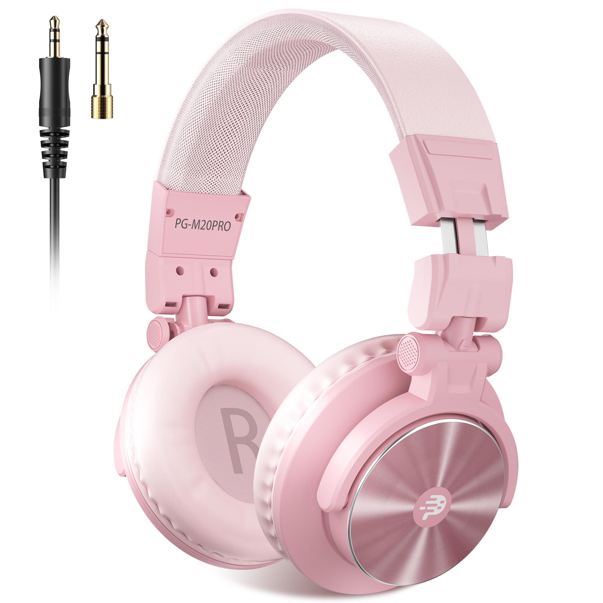 PUPGSIS - Cuffie over-ear cablate per monitor da studio, cuffie stereo professionali ad alta risoluzione da DJ a 40 kHz, jack audio da 1/4 a 3,5 mm per registrazione/mixaggio/podcast/chitarra