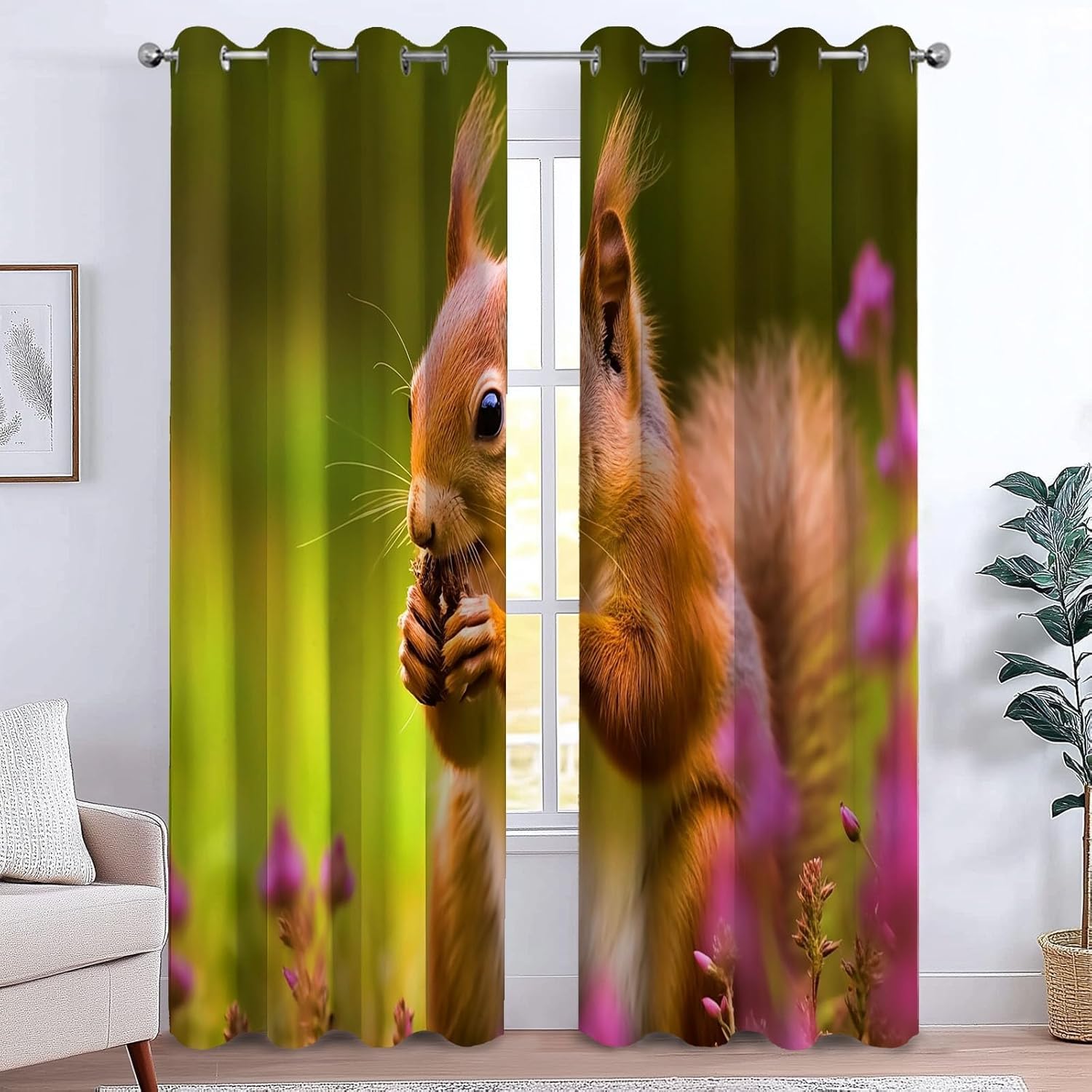 Rideau occultant thermique nature forestière pour salon cocooning