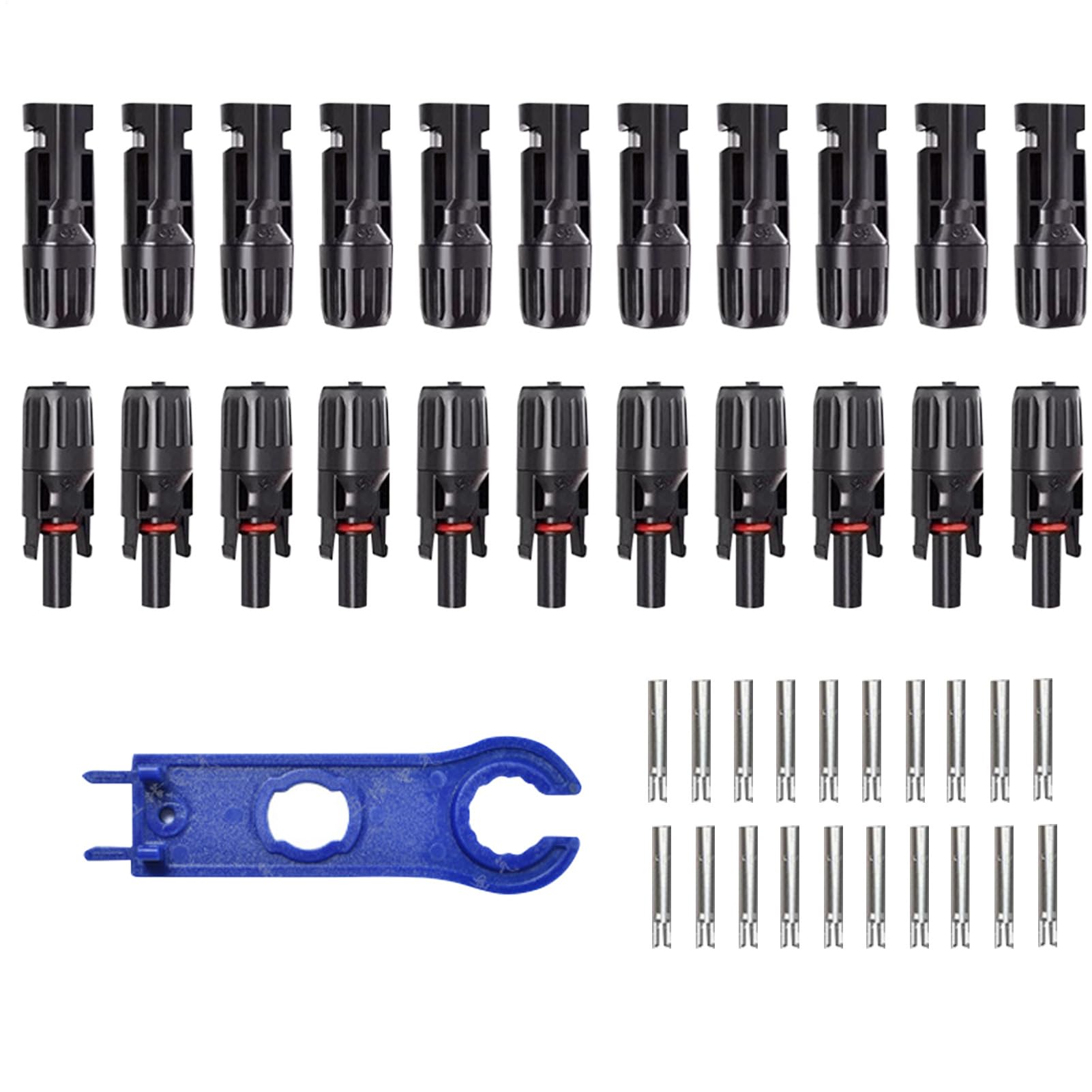 Solar Panel Connector - 16 Pair Male/Female Solar Plug | Waterproof PV Connector Double Seal Rings | Wiring Kit With Heavyweight Wrench, Male Wire Wire P