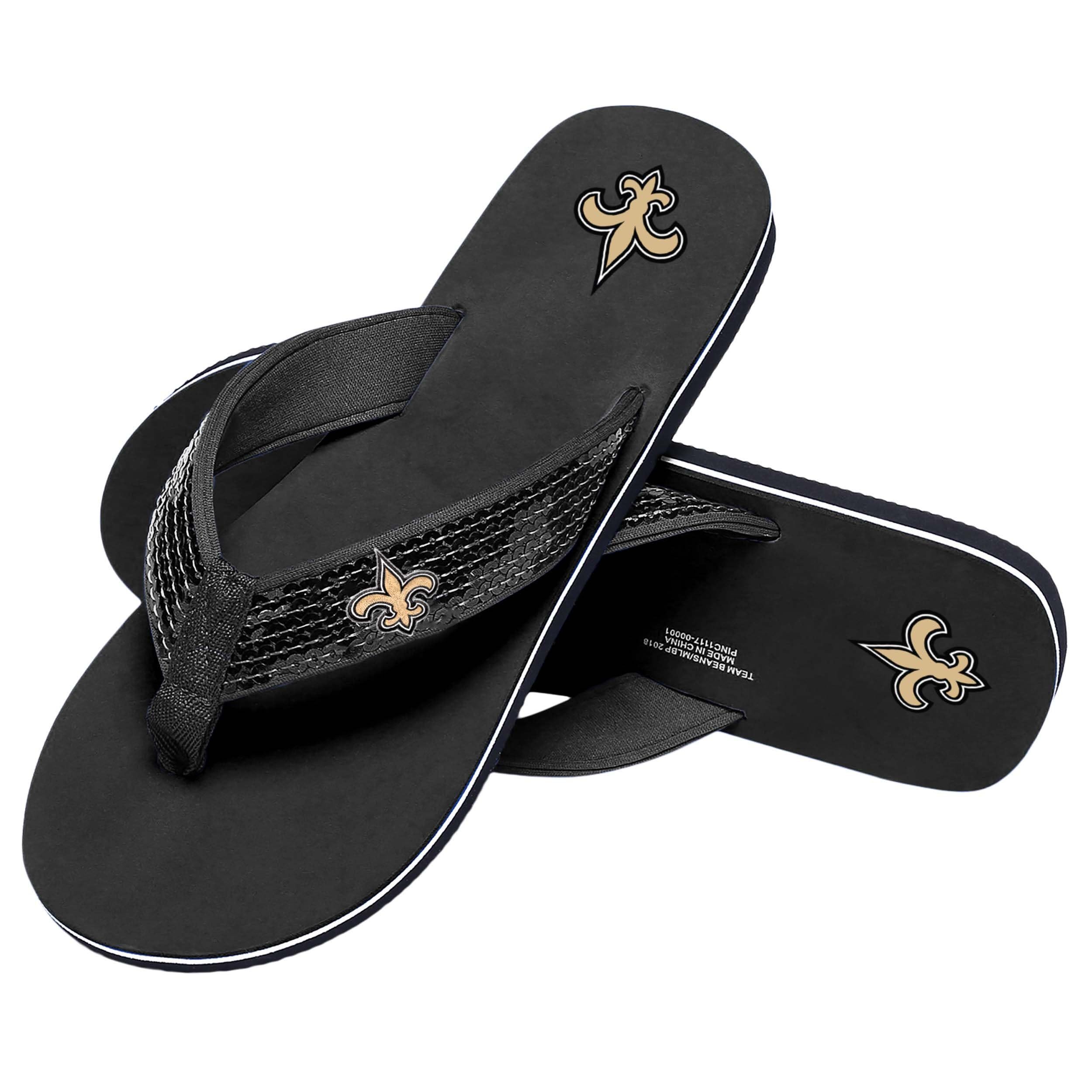 FOCO New Orleans Saints NFL Womens Sequin Flip Flops - S - (7-8)