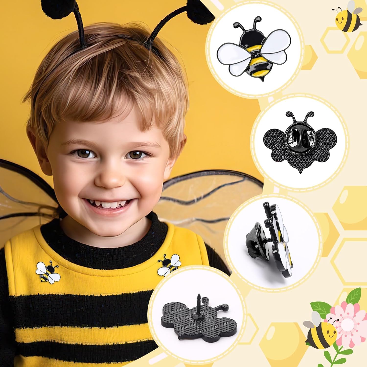 36PCS Bee Enamel Pins Honey Bee Brooch Pins Cute Bee Lapel Pins Bulk Bee Badges Jewelry for Women Friends Employee Appreciation Gift Clothes Bags Backpack Decoration - Image 3